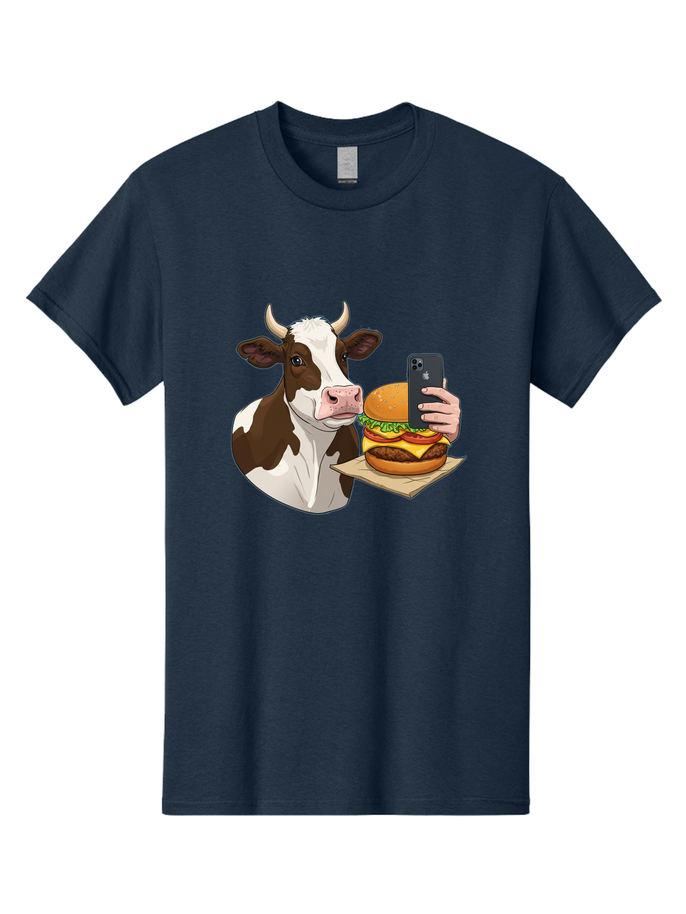 Cow-And-Burger-2 Men'S Graphic Tee, 100% Cotton, Comfortable Casual Summer Wear, Machine Washable, Vintage Camera, Old Camera, Antique Camera, Black Camera, Classic Photography, Photography Equipment, Nostalgic Device, Film Camera, Camera Art Bah789