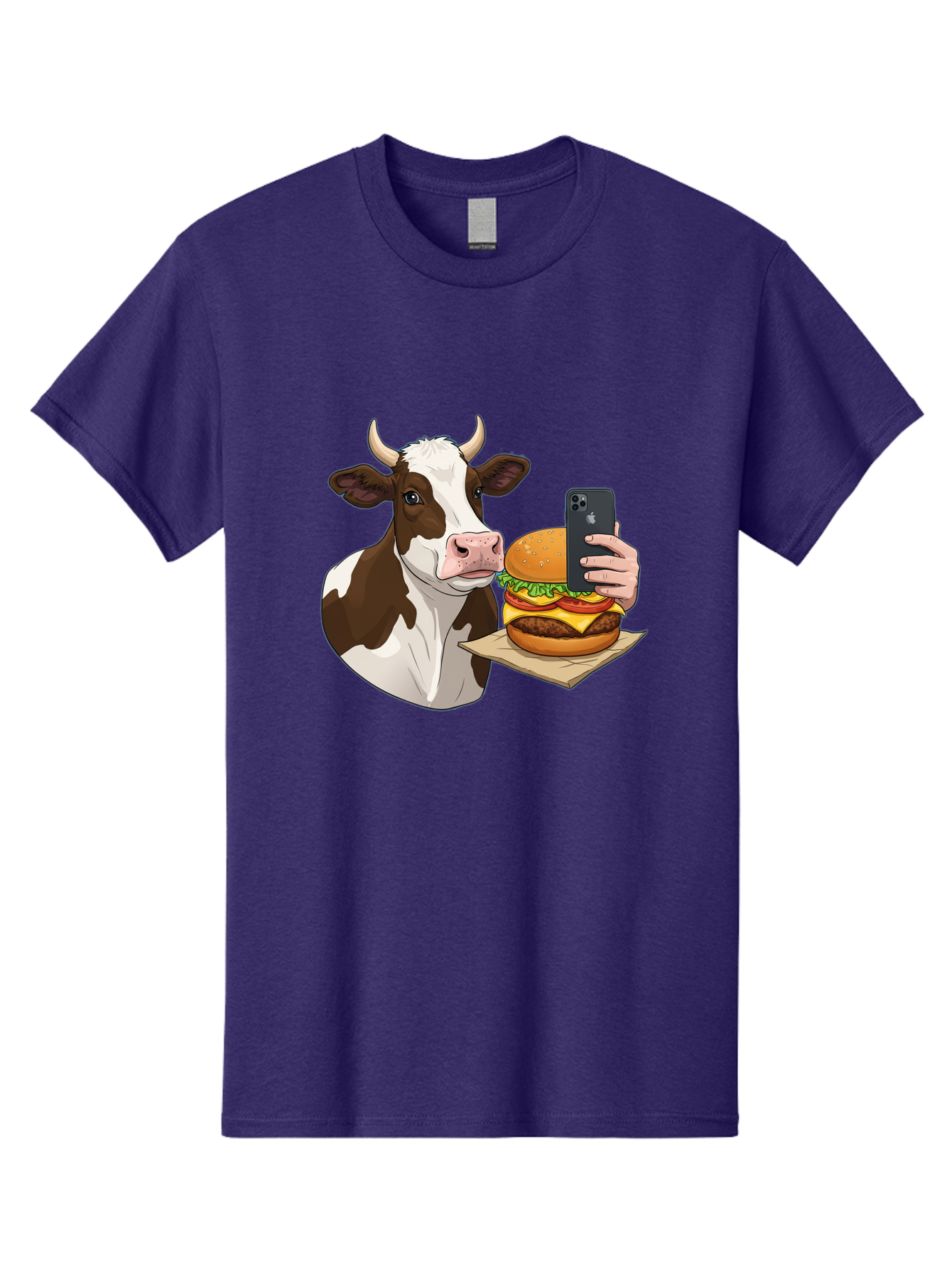 Cow-And-Burger-2 Men'S Graphic Tee, 100% Cotton, Comfortable Casual Summer Wear, Machine Washable, Vintage Camera, Old Camera, Antique Camera, Black Camera, Classic Photography, Photography Equipment, Nostalgic Device, Film Camera, Camera Art Bah789