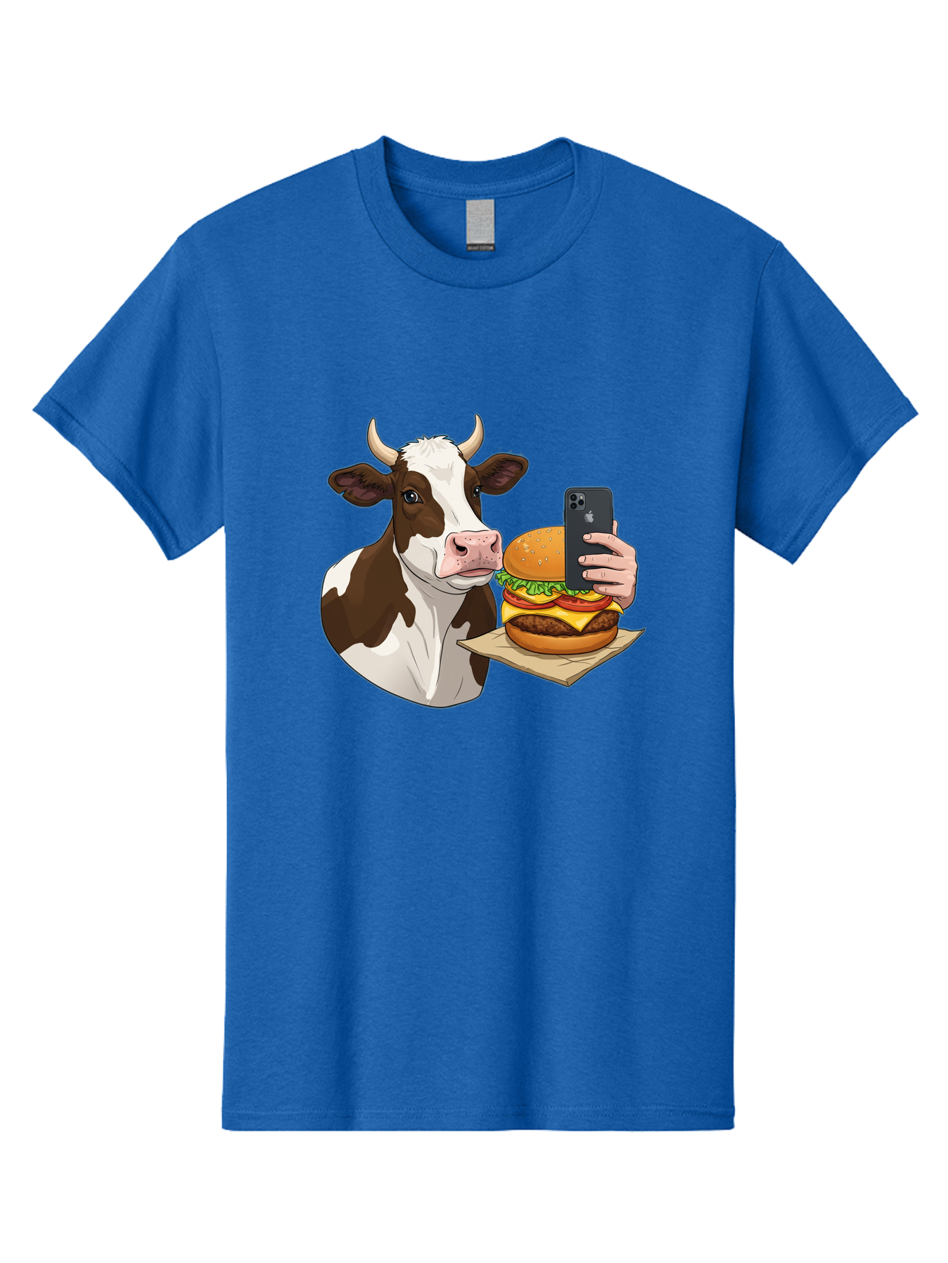 Cow-And-Burger-2 Men'S Graphic Tee, 100% Cotton, Comfortable Casual Summer Wear, Machine Washable, Vintage Camera, Old Camera, Antique Camera, Black Camera, Classic Photography, Photography Equipment, Nostalgic Device, Film Camera, Camera Art Bah789