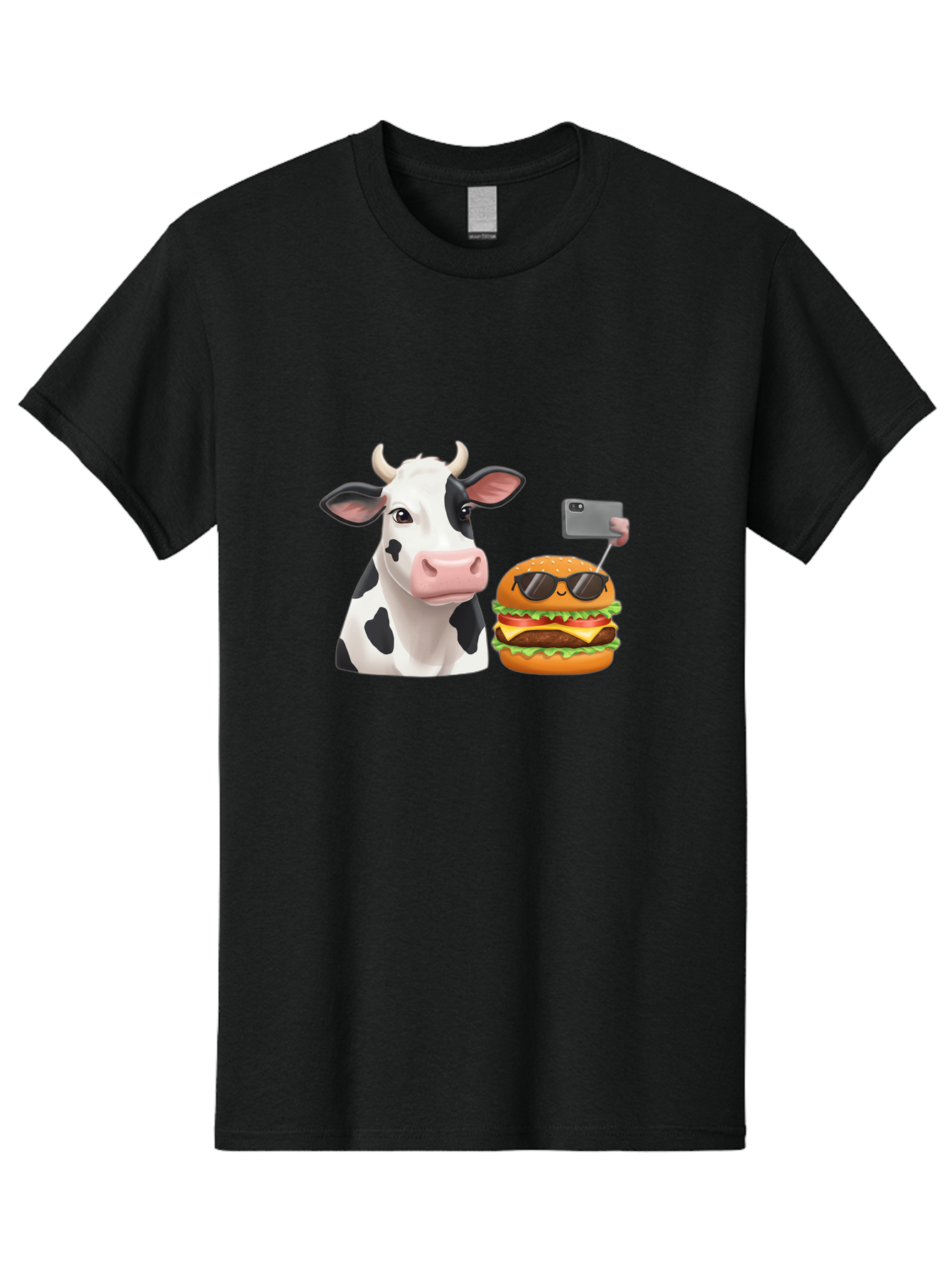 Cow-And-Burger-3 Men'S Graphic Tee, 100% Cotton, Comfortable Casual Summer Wear, Machine Washable, Vintage Camera, Old Camera, Antique Camera, Black Camera, Classic Photography, Photography Equipment, Nostalgic Device, Film Camera, Camera Art Bah790