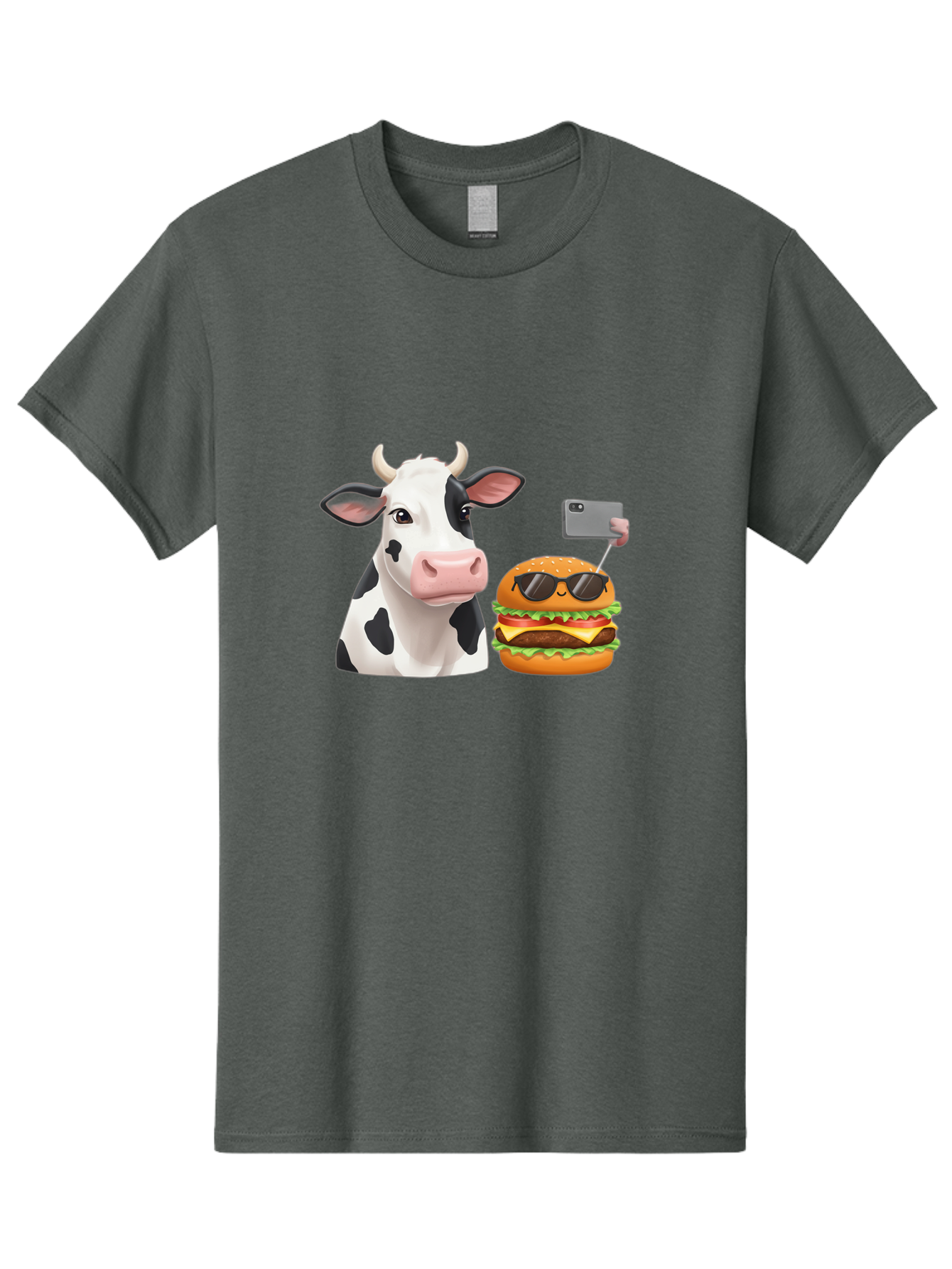 Cow-And-Burger-3 Men'S Graphic Tee, 100% Cotton, Comfortable Casual Summer Wear, Machine Washable, Vintage Camera, Old Camera, Antique Camera, Black Camera, Classic Photography, Photography Equipment, Nostalgic Device, Film Camera, Camera Art Bah790