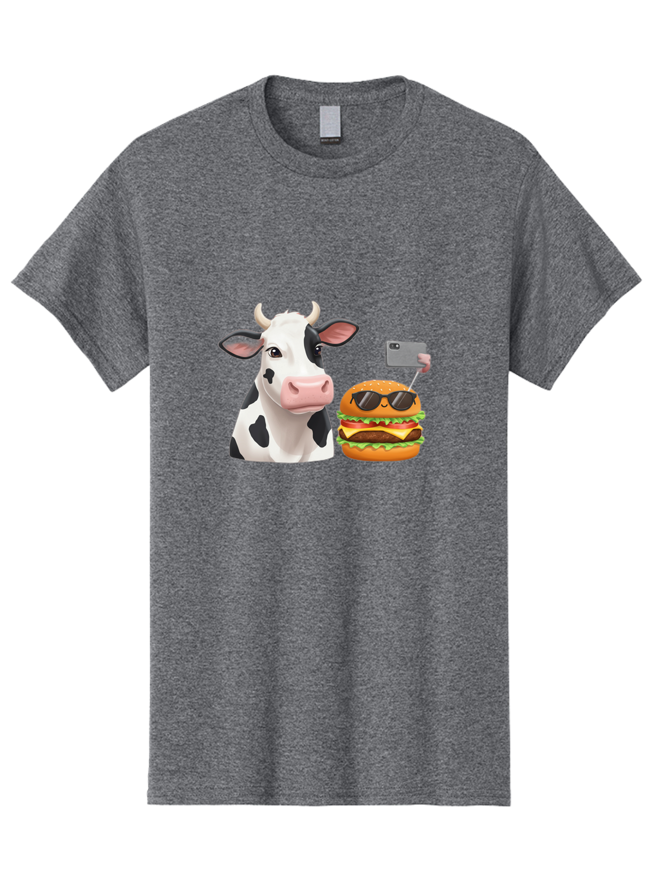 Cow-And-Burger-3 Men'S Graphic Tee, 100% Cotton, Comfortable Casual Summer Wear, Machine Washable, Vintage Camera, Old Camera, Antique Camera, Black Camera, Classic Photography, Photography Equipment, Nostalgic Device, Film Camera, Camera Art Bah790