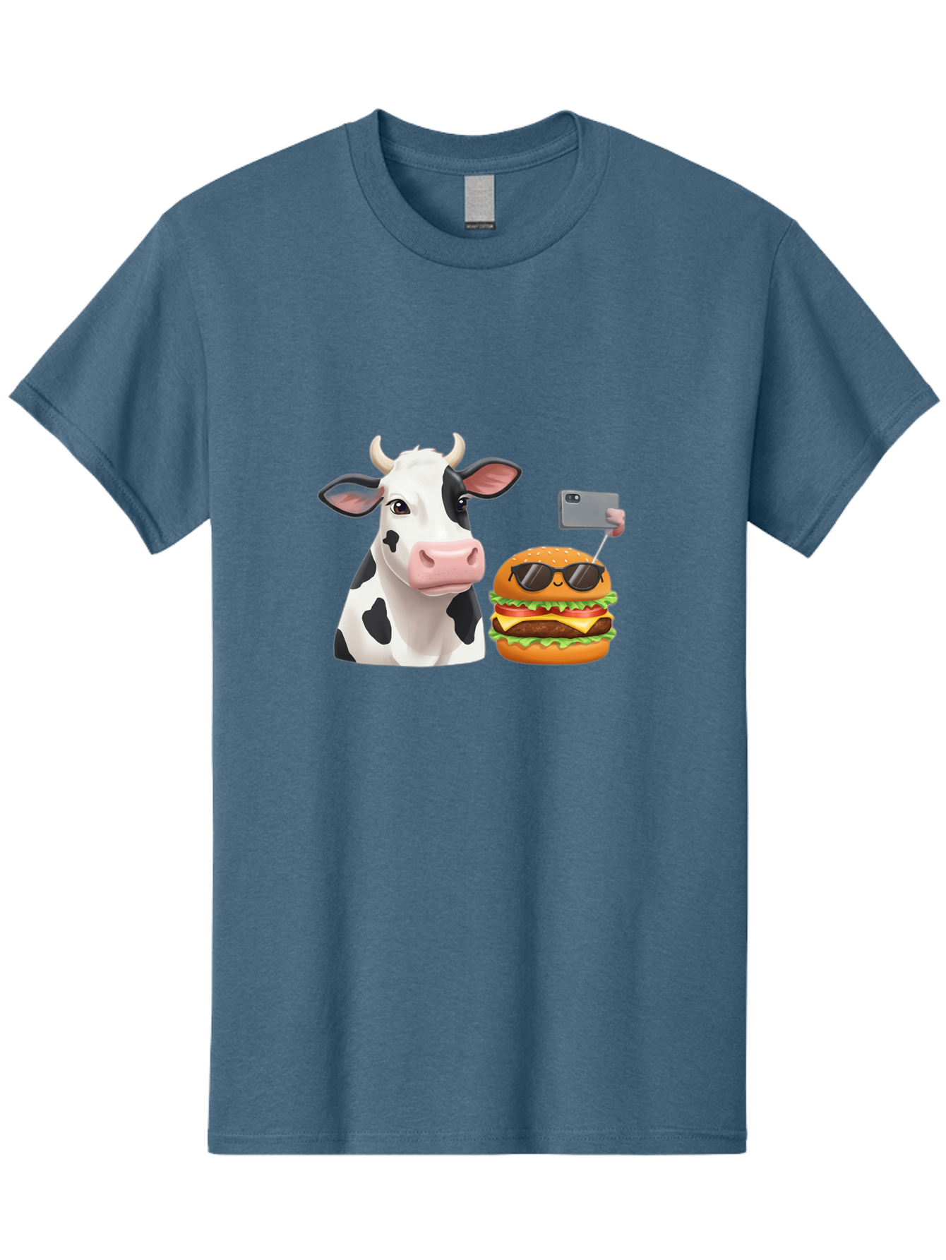 Cow-And-Burger-3 Men'S Graphic Tee, 100% Cotton, Comfortable Casual Summer Wear, Machine Washable, Vintage Camera, Old Camera, Antique Camera, Black Camera, Classic Photography, Photography Equipment, Nostalgic Device, Film Camera, Camera Art Bah790