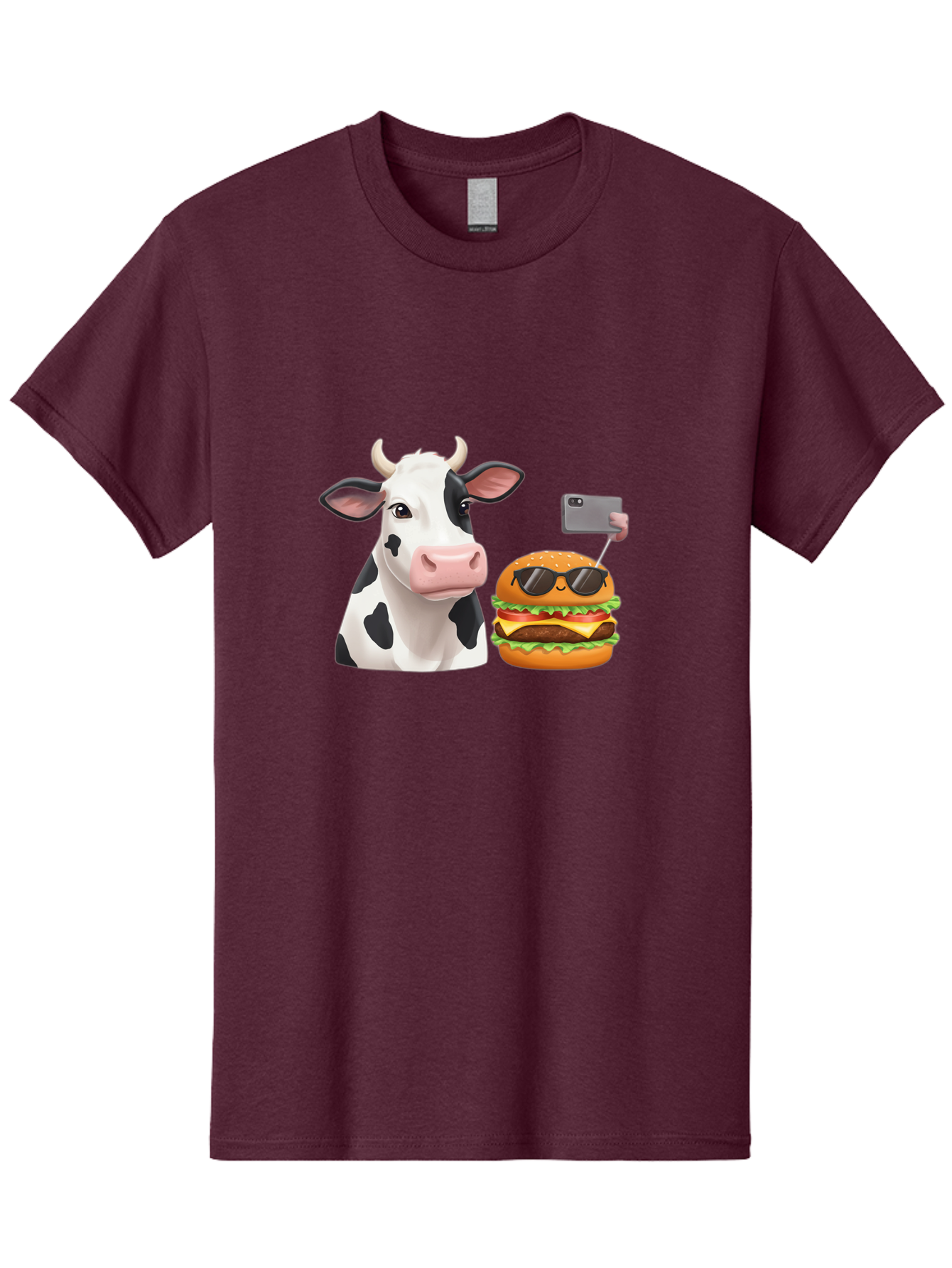 Cow-And-Burger-3 Men'S Graphic Tee, 100% Cotton, Comfortable Casual Summer Wear, Machine Washable, Vintage Camera, Old Camera, Antique Camera, Black Camera, Classic Photography, Photography Equipment, Nostalgic Device, Film Camera, Camera Art Bah790