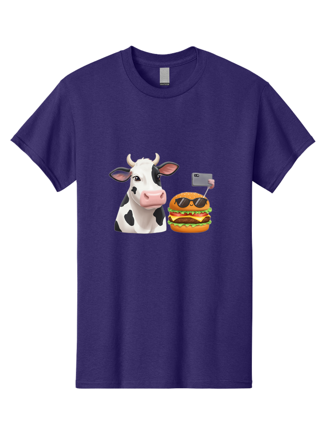 Cow-And-Burger-3 Men'S Graphic Tee, 100% Cotton, Comfortable Casual Summer Wear, Machine Washable, Vintage Camera, Old Camera, Antique Camera, Black Camera, Classic Photography, Photography Equipment, Nostalgic Device, Film Camera, Camera Art Bah790