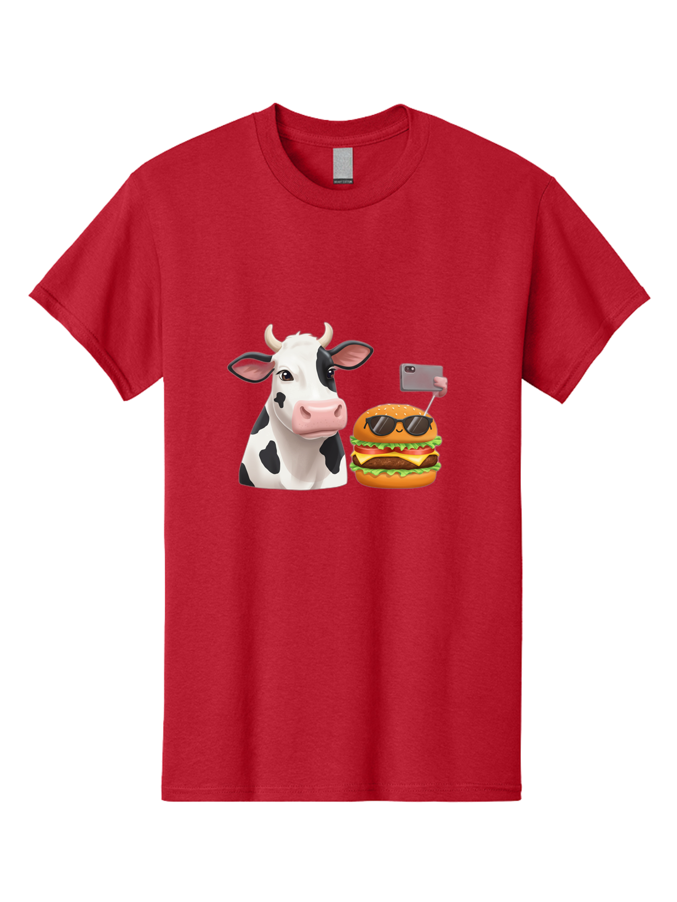Cow-And-Burger-3 Men'S Graphic Tee, 100% Cotton, Comfortable Casual Summer Wear, Machine Washable, Vintage Camera, Old Camera, Antique Camera, Black Camera, Classic Photography, Photography Equipment, Nostalgic Device, Film Camera, Camera Art Bah790