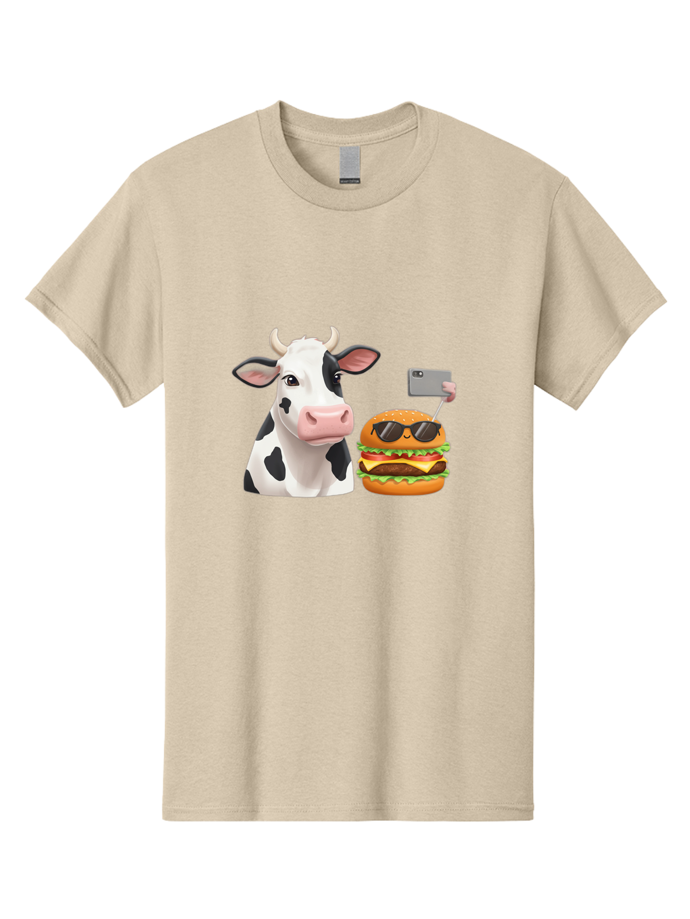 Cow-And-Burger-3 Men'S Graphic Tee, 100% Cotton, Comfortable Casual Summer Wear, Machine Washable, Vintage Camera, Old Camera, Antique Camera, Black Camera, Classic Photography, Photography Equipment, Nostalgic Device, Film Camera, Camera Art Bah790