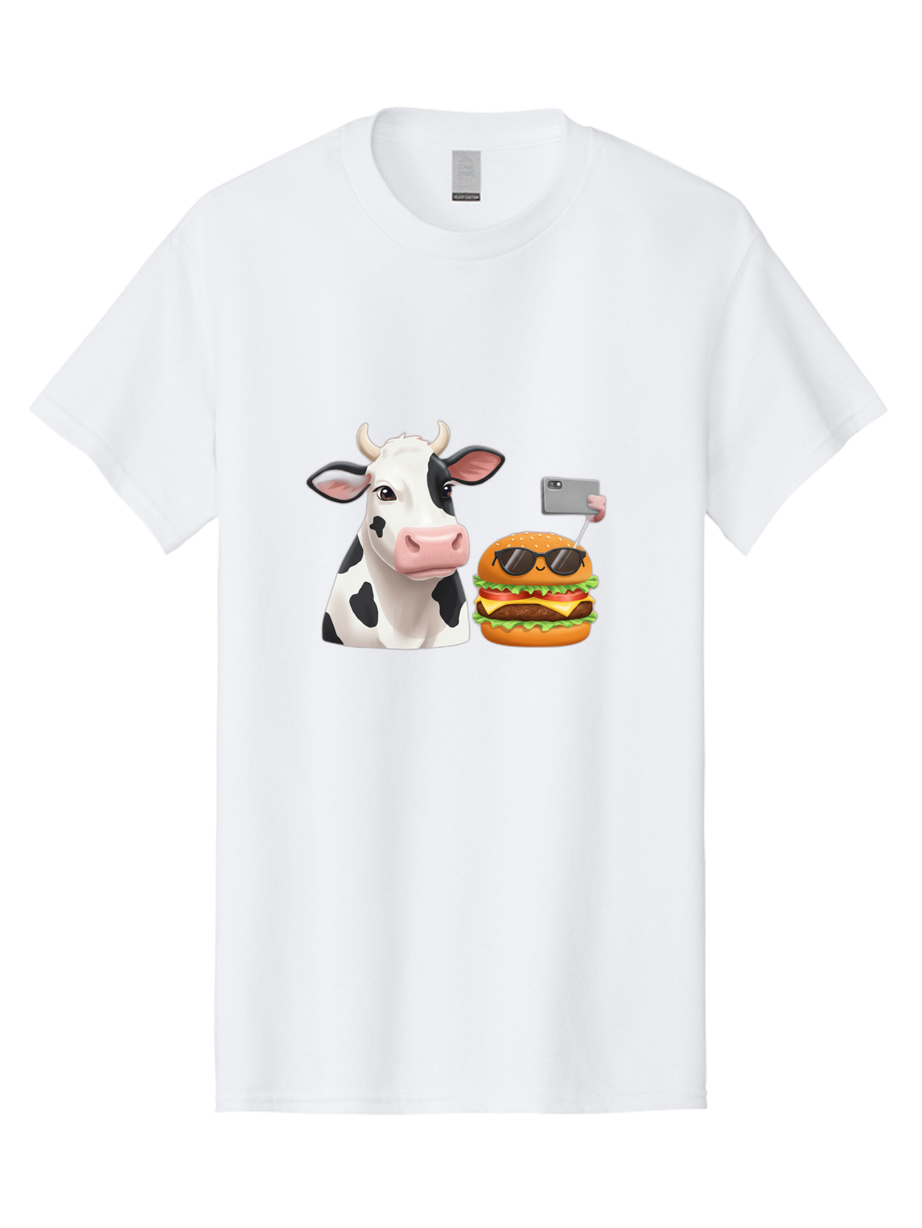 Cow-And-Burger-3 Men'S Graphic Tee, 100% Cotton, Comfortable Casual Summer Wear, Machine Washable, Vintage Camera, Old Camera, Antique Camera, Black Camera, Classic Photography, Photography Equipment, Nostalgic Device, Film Camera, Camera Art Bah790