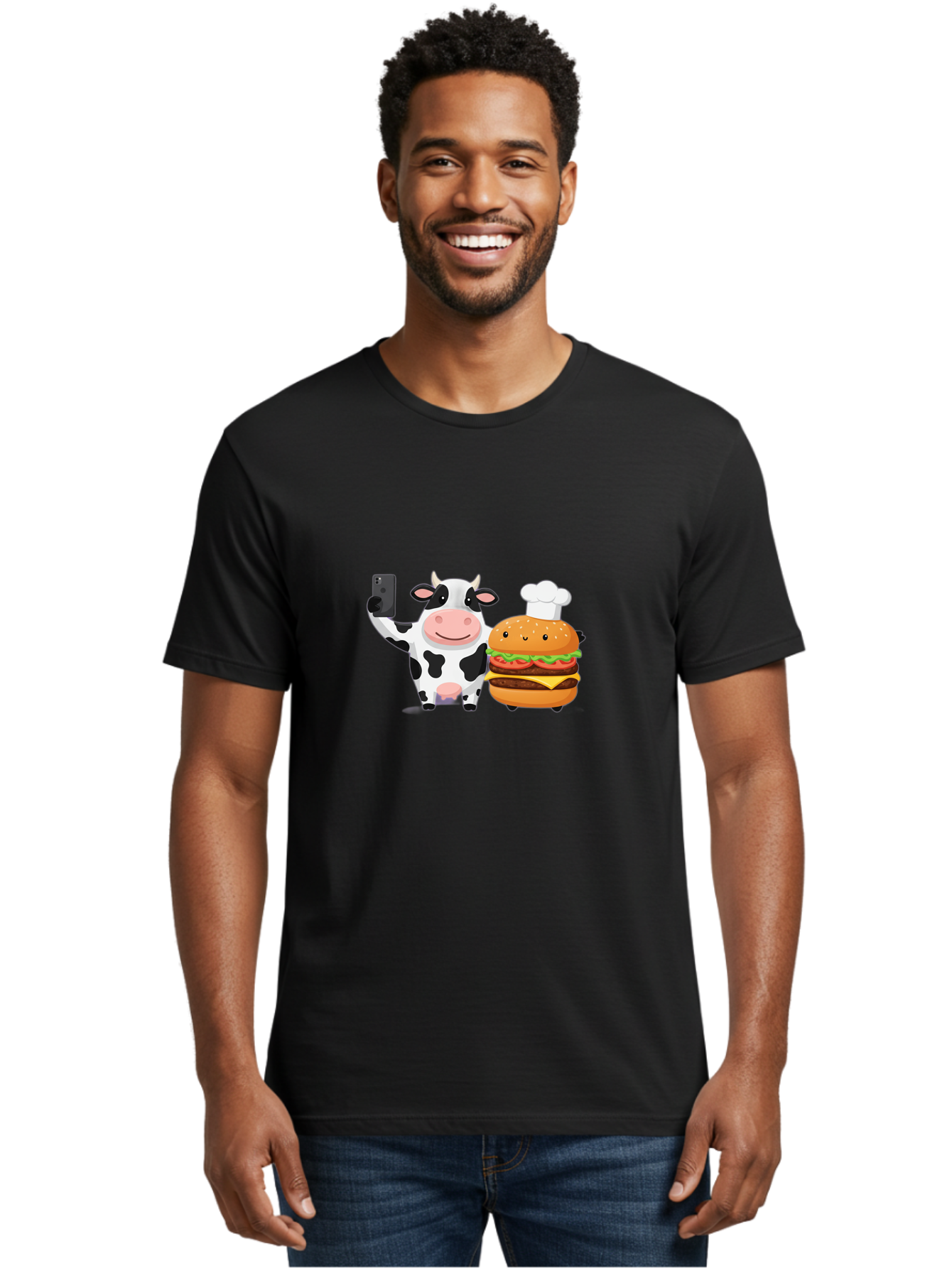 Cow-And-Hamburger-1 Men'S Graphic Tee, 100% Cotton, Comfortable Casual Summer Wear, Machine Washable, Vintage Camera, Old Camera, Antique Camera, Black Camera, Classic Photography, Photography Equipment, Nostalgic Device, Film Camera, Bah792