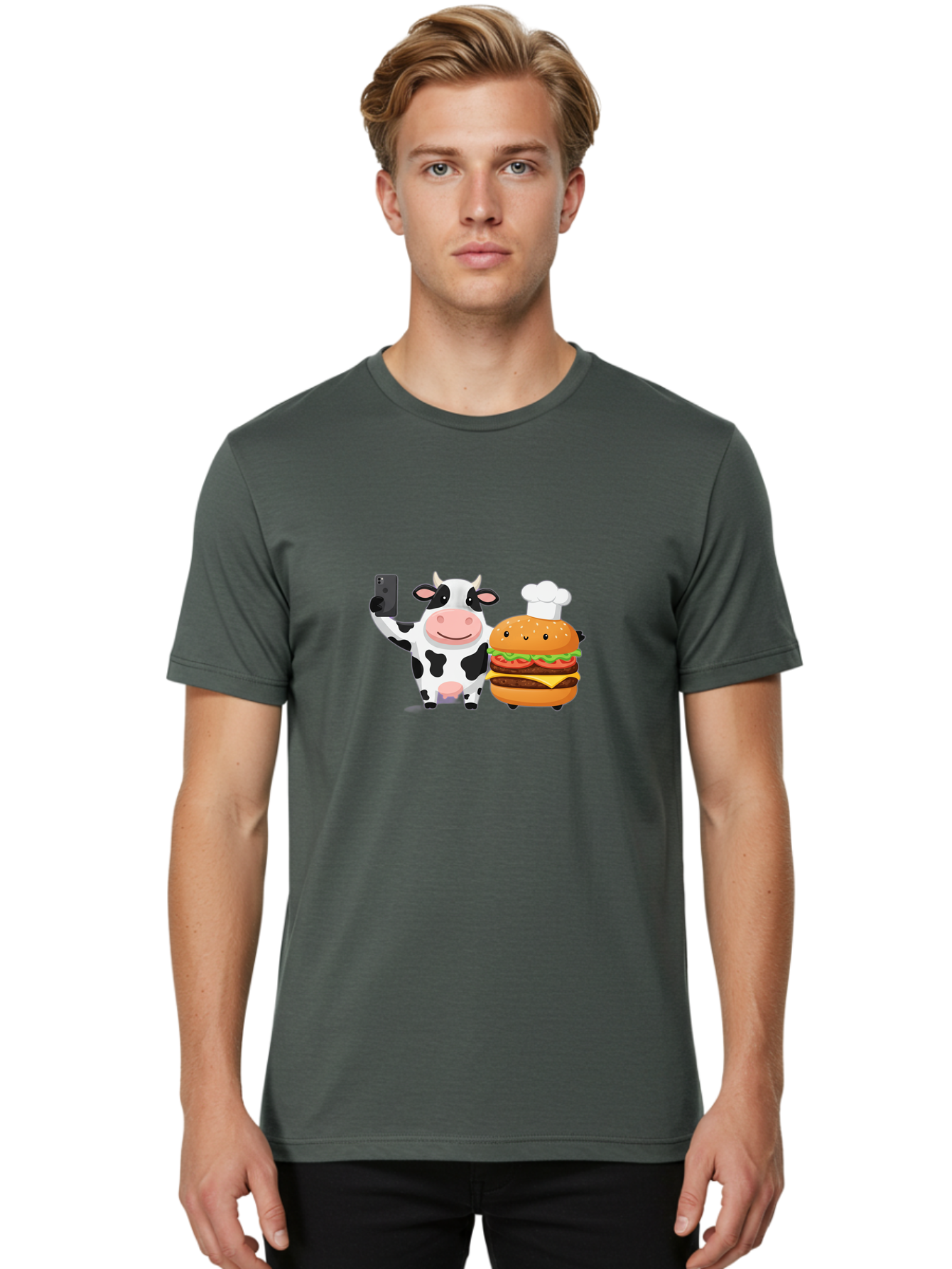 Cow-And-Hamburger-1 Men'S Graphic Tee, 100% Cotton, Comfortable Casual Summer Wear, Machine Washable, Vintage Camera, Old Camera, Antique Camera, Black Camera, Classic Photography, Photography Equipment, Nostalgic Device, Film Camera, Bah792