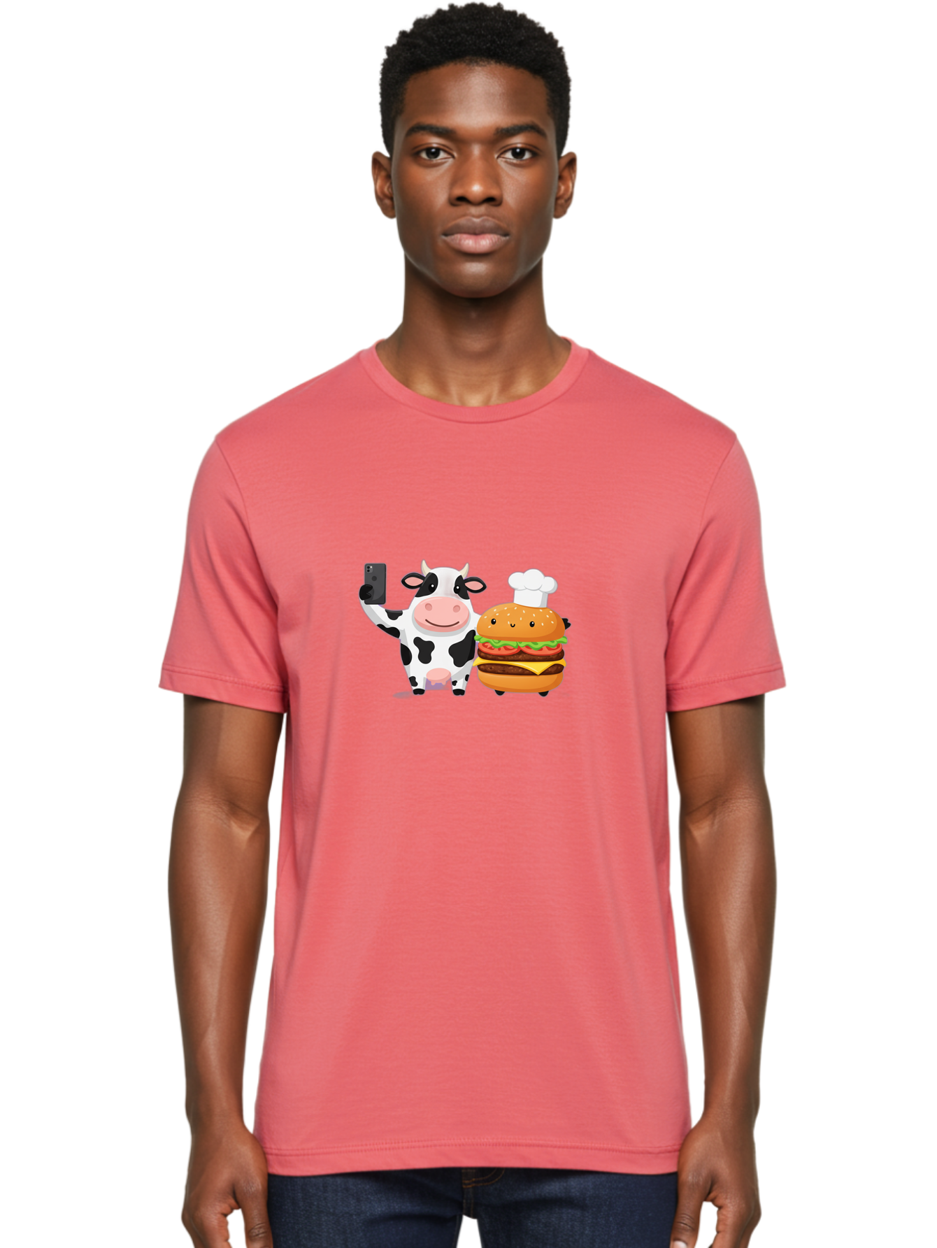Cow-And-Hamburger-1 Men'S Graphic Tee, 100% Cotton, Comfortable Casual Summer Wear, Machine Washable, Vintage Camera, Old Camera, Antique Camera, Black Camera, Classic Photography, Photography Equipment, Nostalgic Device, Film Camera, Bah792