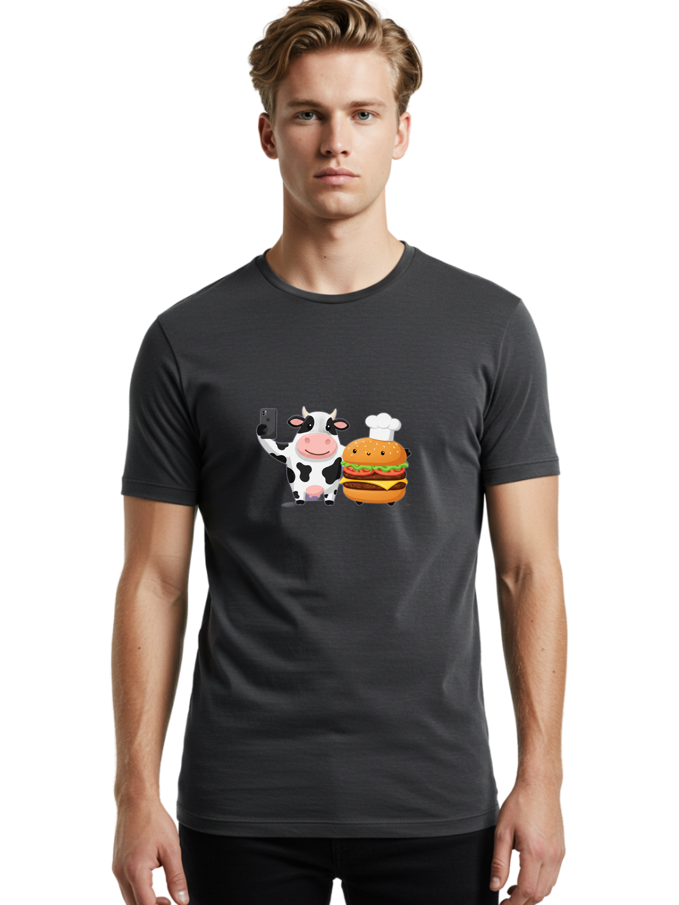 Cow-And-Hamburger-1 Men'S Graphic Tee, 100% Cotton, Comfortable Casual Summer Wear, Machine Washable, Vintage Camera, Old Camera, Antique Camera, Black Camera, Classic Photography, Photography Equipment, Nostalgic Device, Film Camera, Bah792