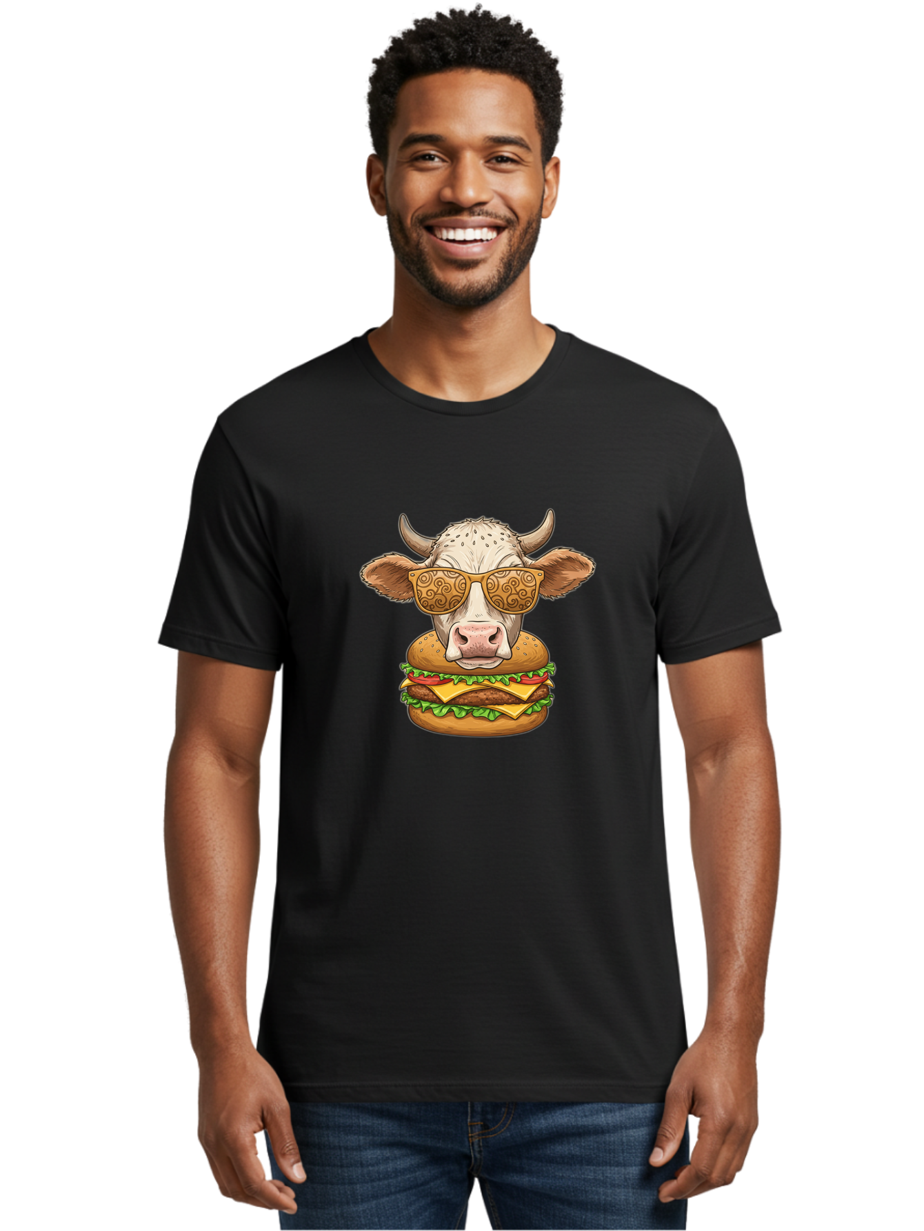 Cow-Burger-1 Men'S Graphic Tee, 100% Cotton, Comfortable Casual Summer Wear, Machine Washable, Vintage Camera, Old Camera, Antique Camera, Black Camera, Classic Photography, Photography Equipment, Nostalgic Device, Film Camera, Camera Art Bah794