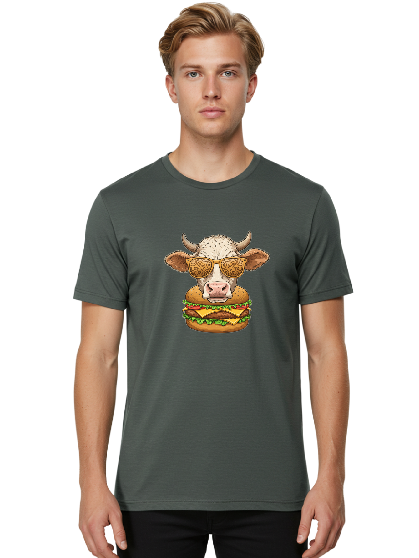 Cow-Burger-1 Men'S Graphic Tee, 100% Cotton, Comfortable Casual Summer Wear, Machine Washable, Vintage Camera, Old Camera, Antique Camera, Black Camera, Classic Photography, Photography Equipment, Nostalgic Device, Film Camera, Camera Art Bah794