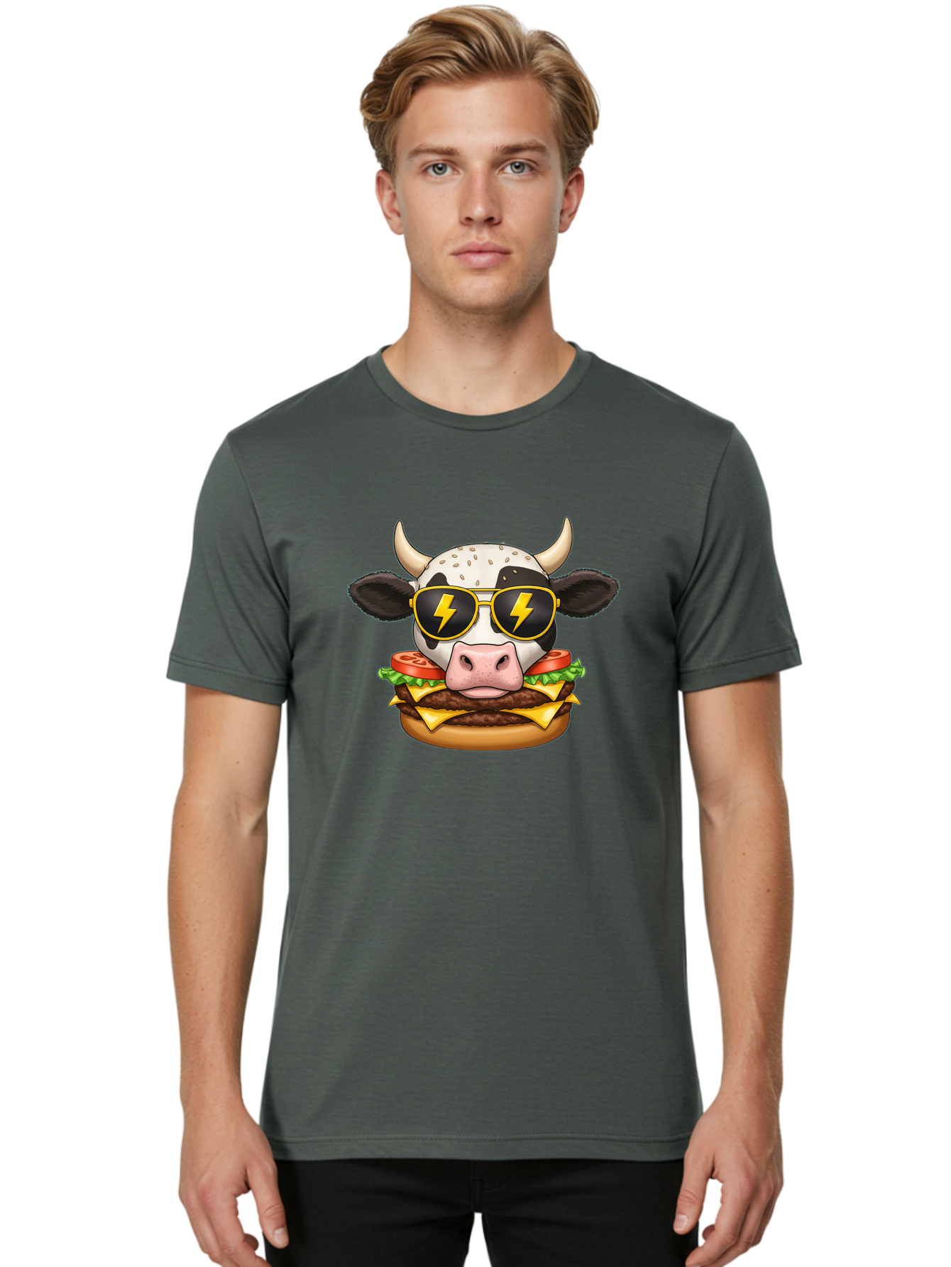 Cow-Head-Burger Men'S Graphic Tee, 100% Cotton, Comfortable Casual Summer Wear, Machine Washable, Vintage Camera, Old Camera, Antique Camera, Black Camera, Classic Photography, Photography Equipment, Nostalgic Device, Film Camera, Camera Art Bah797