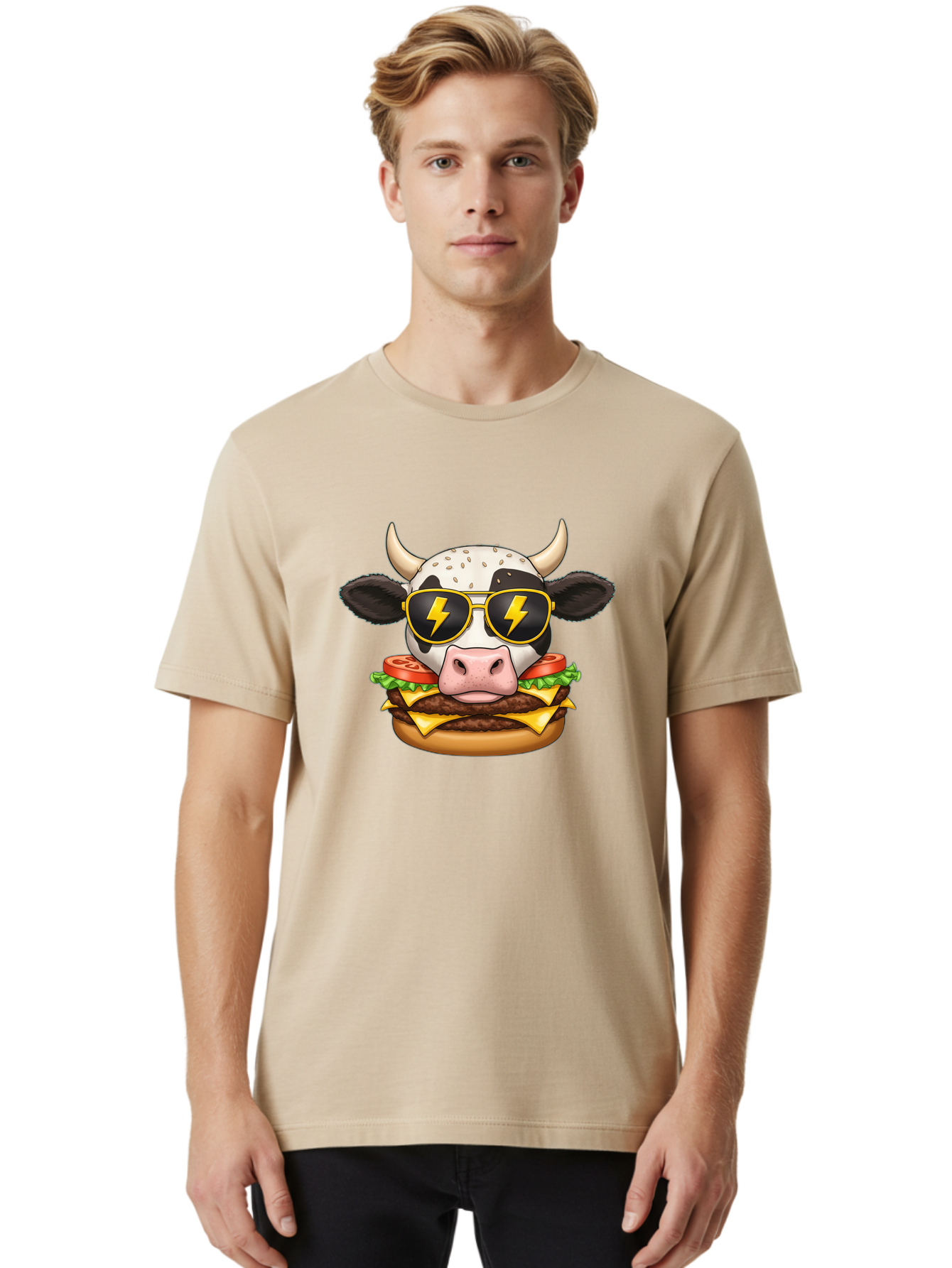 Cow-Head-Burger Men'S Graphic Tee, 100% Cotton, Comfortable Casual Summer Wear, Machine Washable, Vintage Camera, Old Camera, Antique Camera, Black Camera, Classic Photography, Photography Equipment, Nostalgic Device, Film Camera, Camera Art Bah797