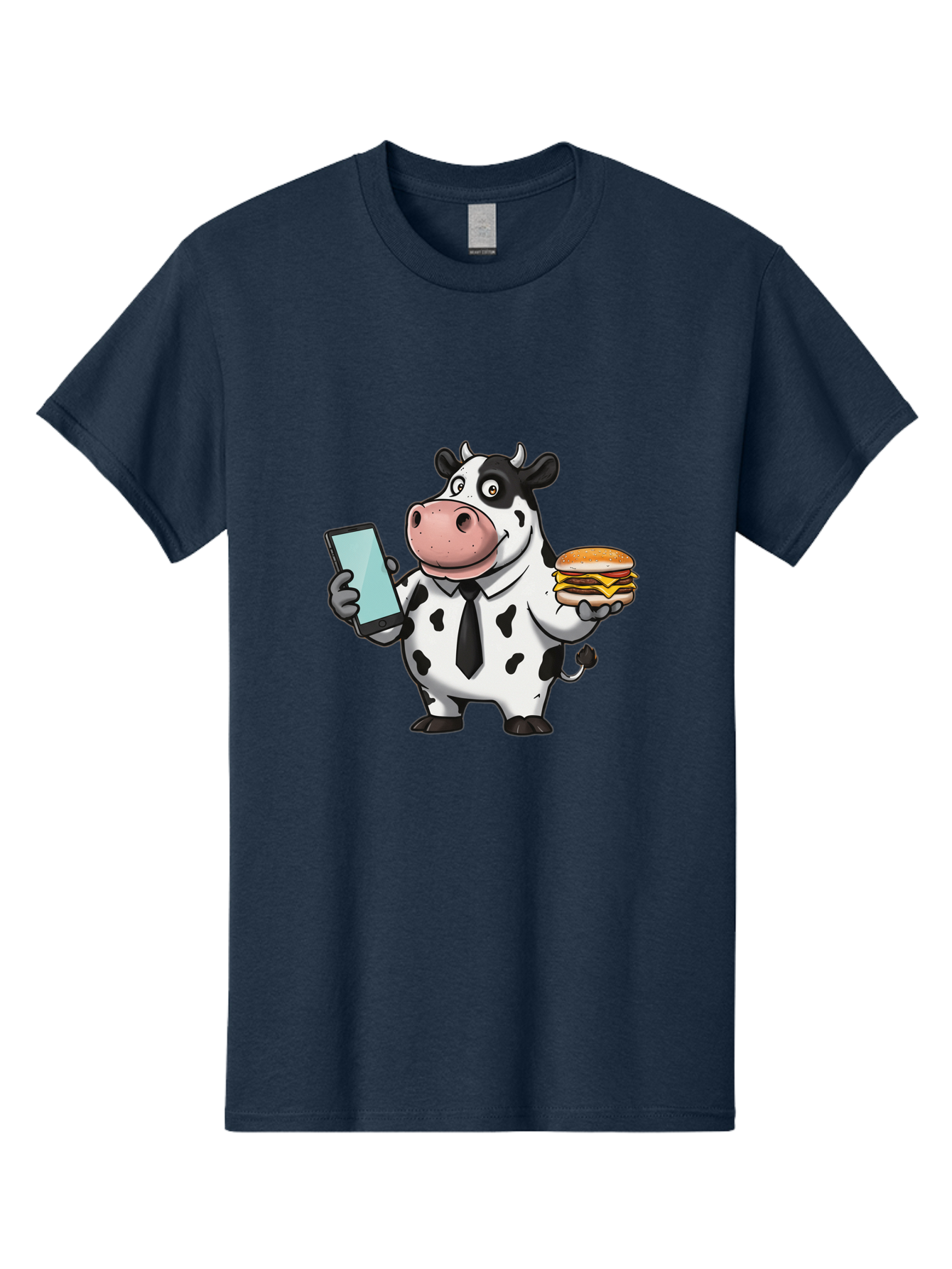 Cow-Holding-Phone-And-Burger Men'S Graphic Tee, 100% Cotton, Comfortable Casual Summer Wear, Machine Washable, Vintage Camera, Old Camera, Antique Camera, Black Camera, Classic Photography, Photography Equipment, Nostalgic Device, Film Camera, Bah799