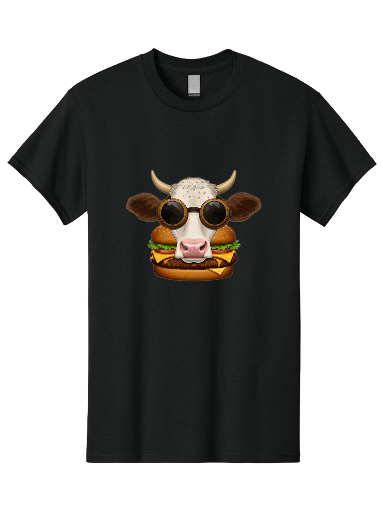 Cow-In-Shades-Burger Men'S Graphic Tee, 100% Cotton, Comfortable Casual Summer Wear, Machine Washable, Vintage Camera, Old Camera, Antique Camera, Black Camera, Classic Photography, Photography Equipment, Nostalgic Device, Film Camera, Bah800