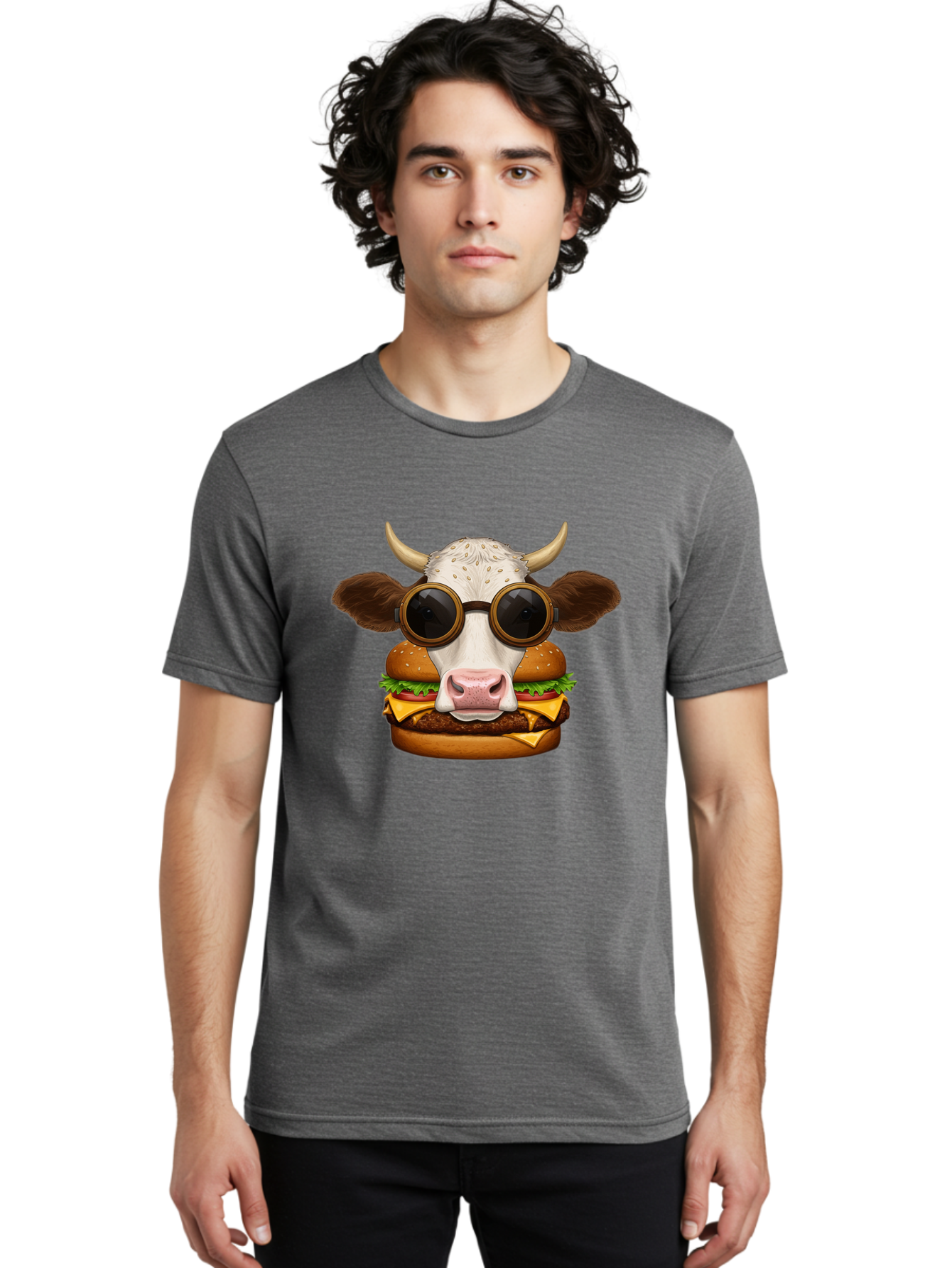 Cow-In-Shades-Burger Men'S Graphic Tee, 100% Cotton, Comfortable Casual Summer Wear, Machine Washable, Vintage Camera, Old Camera, Antique Camera, Black Camera, Classic Photography, Photography Equipment, Nostalgic Device, Film Camera, Bah800