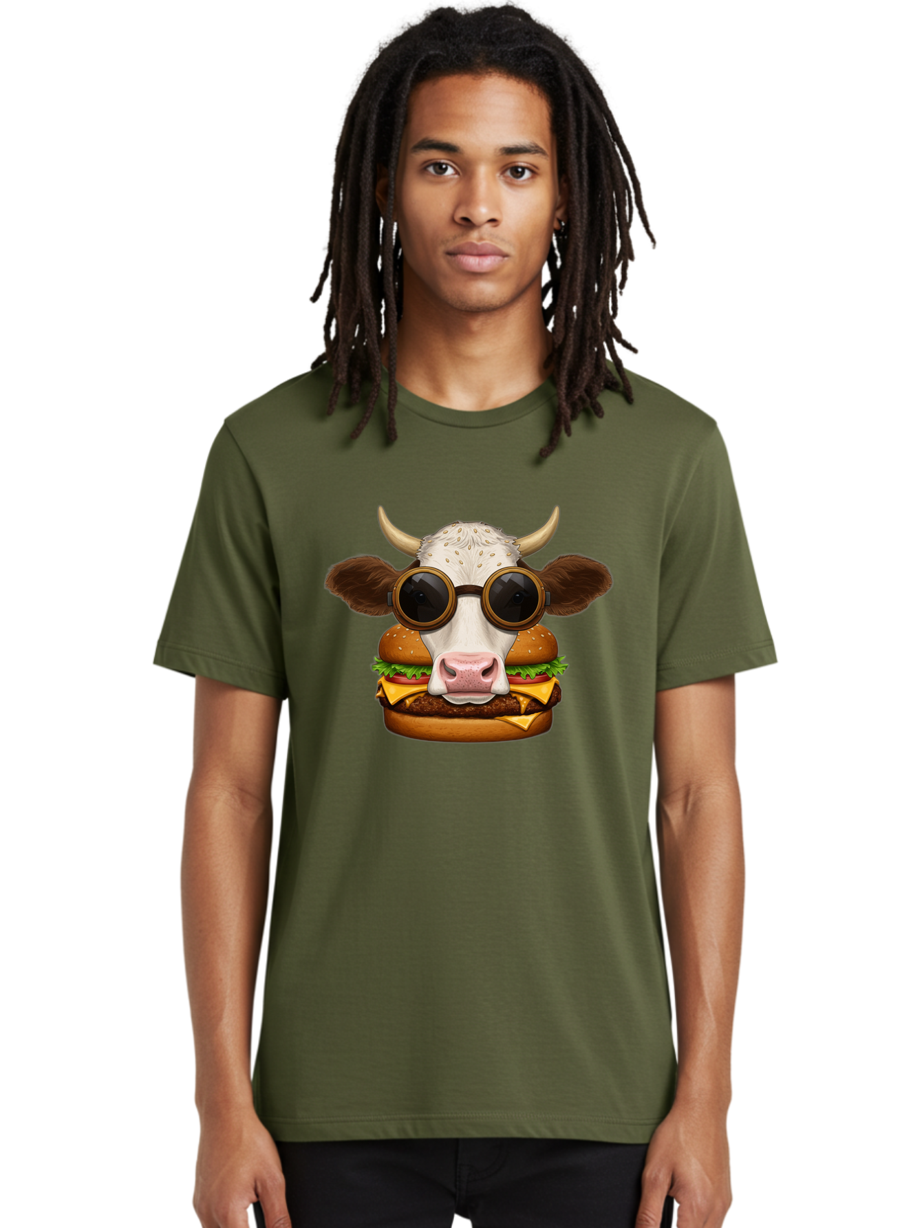 Cow-In-Shades-Burger Men'S Graphic Tee, 100% Cotton, Comfortable Casual Summer Wear, Machine Washable, Vintage Camera, Old Camera, Antique Camera, Black Camera, Classic Photography, Photography Equipment, Nostalgic Device, Film Camera, Bah800