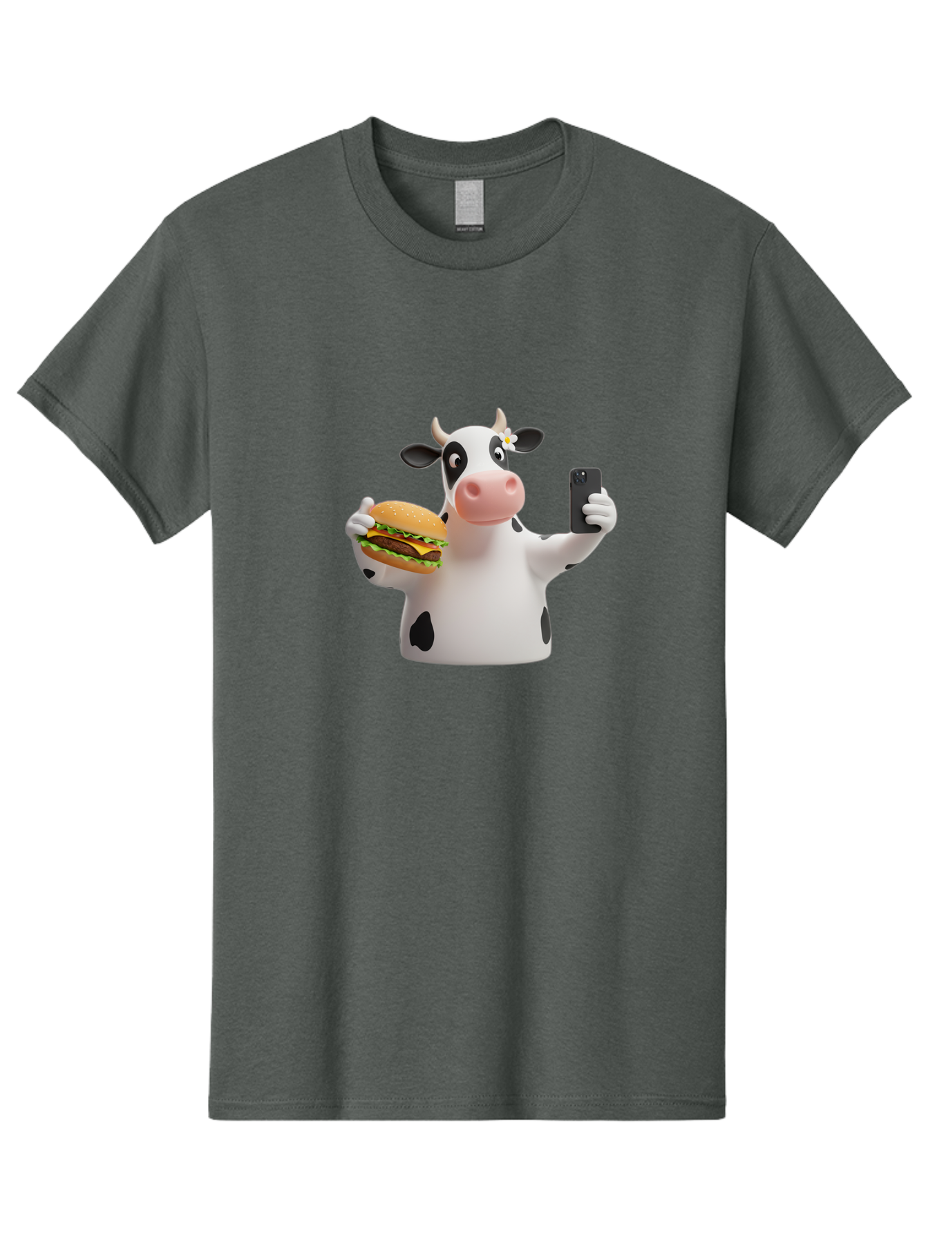 Cow-Selfie-1 Men'S Graphic Tee, 100% Cotton, Comfortable Casual Summer Wear, Machine Washable, Vintage Camera, Old Camera, Antique Camera, Black Camera, Classic Photography, Photography Equipment, Nostalgic Device, Film Camera, Camera Art Bah802