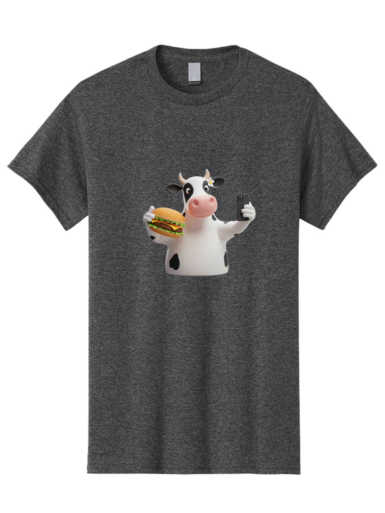 Cow-Selfie-1 Men'S Graphic Tee, 100% Cotton, Comfortable Casual Summer Wear, Machine Washable, Vintage Camera, Old Camera, Antique Camera, Black Camera, Classic Photography, Photography Equipment, Nostalgic Device, Film Camera, Camera Art Bah802
