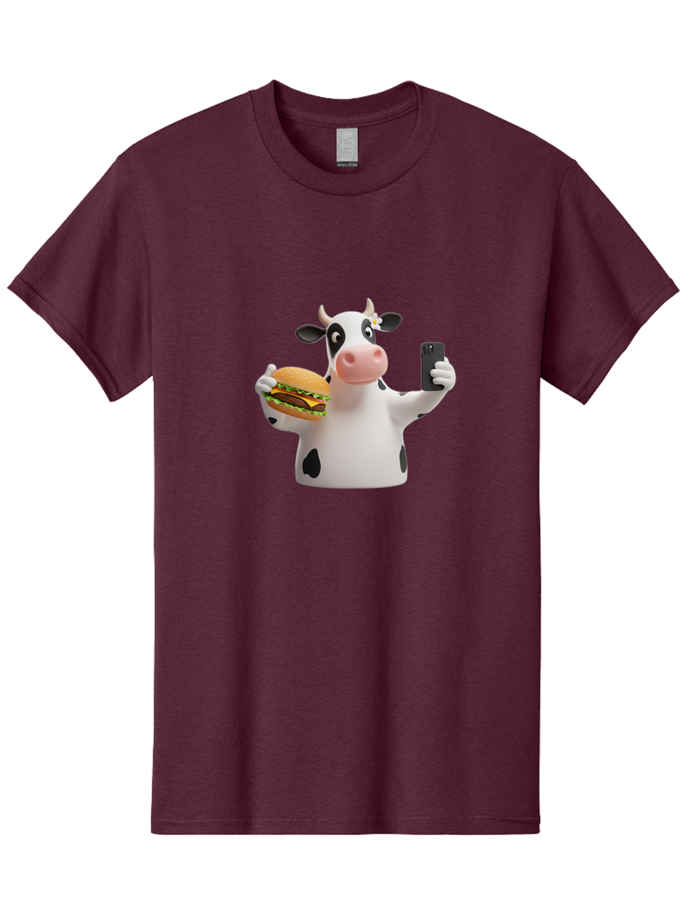 Cow-Selfie-1 Men'S Graphic Tee, 100% Cotton, Comfortable Casual Summer Wear, Machine Washable, Vintage Camera, Old Camera, Antique Camera, Black Camera, Classic Photography, Photography Equipment, Nostalgic Device, Film Camera, Camera Art Bah802