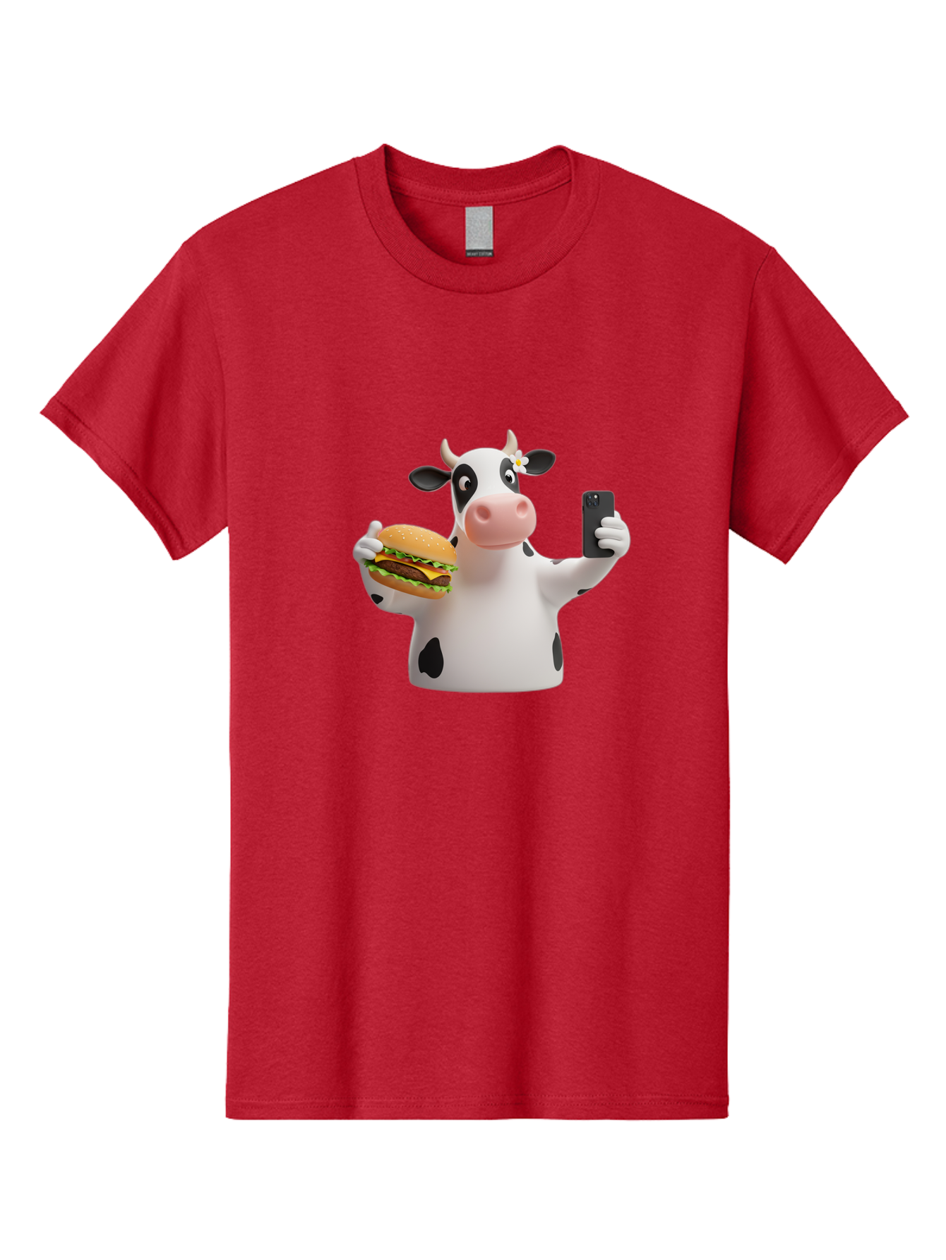 Cow-Selfie-1 Men'S Graphic Tee, 100% Cotton, Comfortable Casual Summer Wear, Machine Washable, Vintage Camera, Old Camera, Antique Camera, Black Camera, Classic Photography, Photography Equipment, Nostalgic Device, Film Camera, Camera Art Bah802