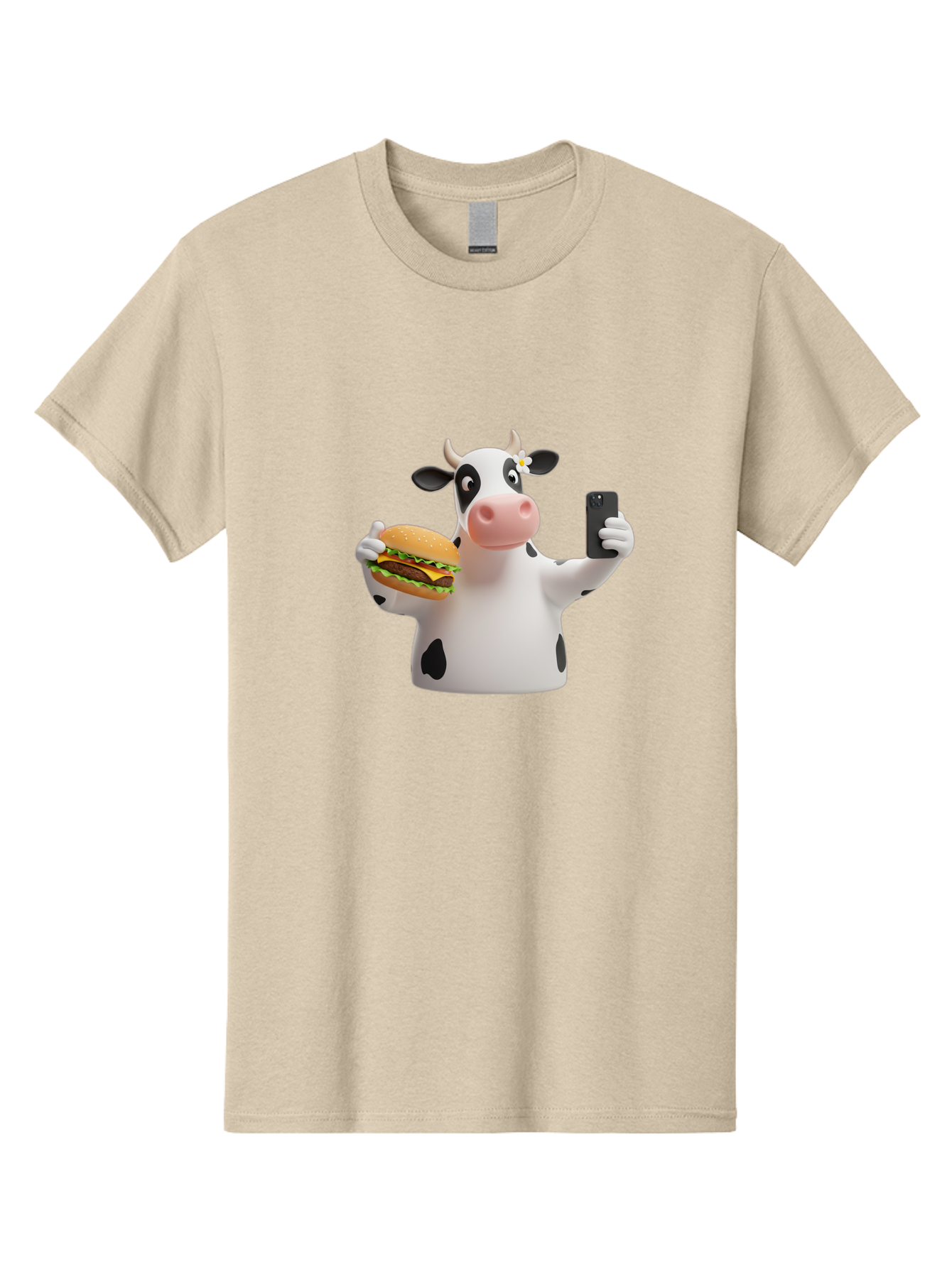 Cow-Selfie-1 Men'S Graphic Tee, 100% Cotton, Comfortable Casual Summer Wear, Machine Washable, Vintage Camera, Old Camera, Antique Camera, Black Camera, Classic Photography, Photography Equipment, Nostalgic Device, Film Camera, Camera Art Bah802