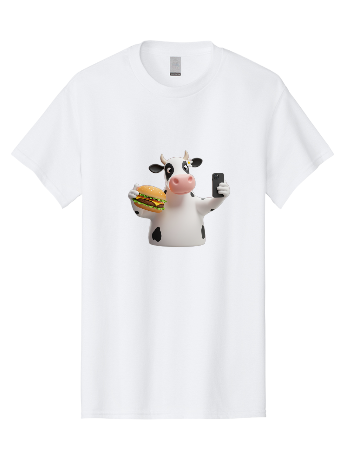 Cow-Selfie-1 Men'S Graphic Tee, 100% Cotton, Comfortable Casual Summer Wear, Machine Washable, Vintage Camera, Old Camera, Antique Camera, Black Camera, Classic Photography, Photography Equipment, Nostalgic Device, Film Camera, Camera Art Bah802