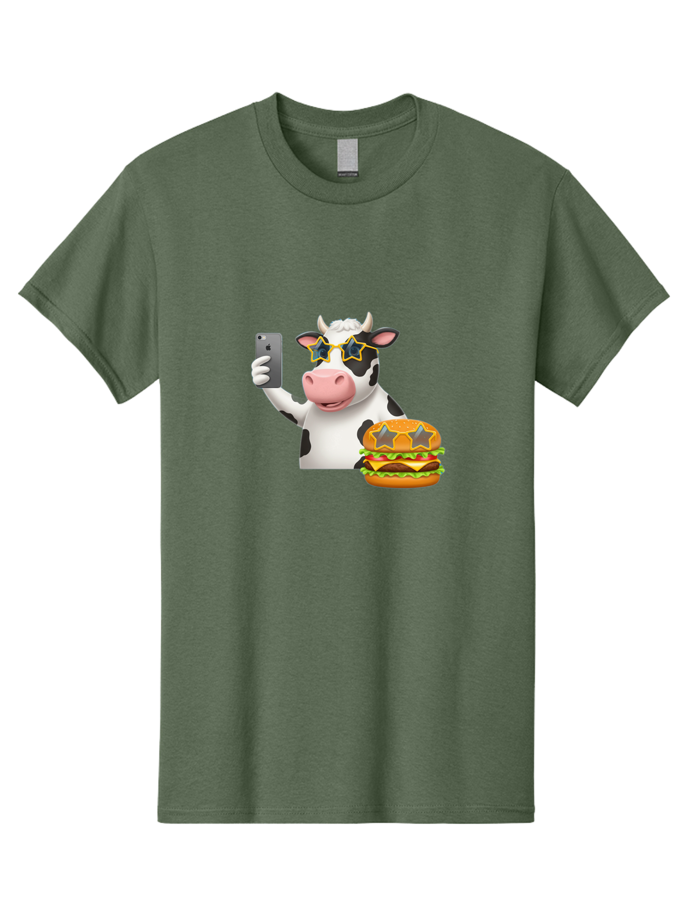 Cow-Selfie-2 Men'S Graphic Tee, 100% Cotton, Comfortable Casual Summer Wear, Machine Washable, Vintage Camera, Old Camera, Antique Camera, Black Camera, Classic Photography, Photography Equipment, Nostalgic Device, Film Camera, Camera Art Bah803