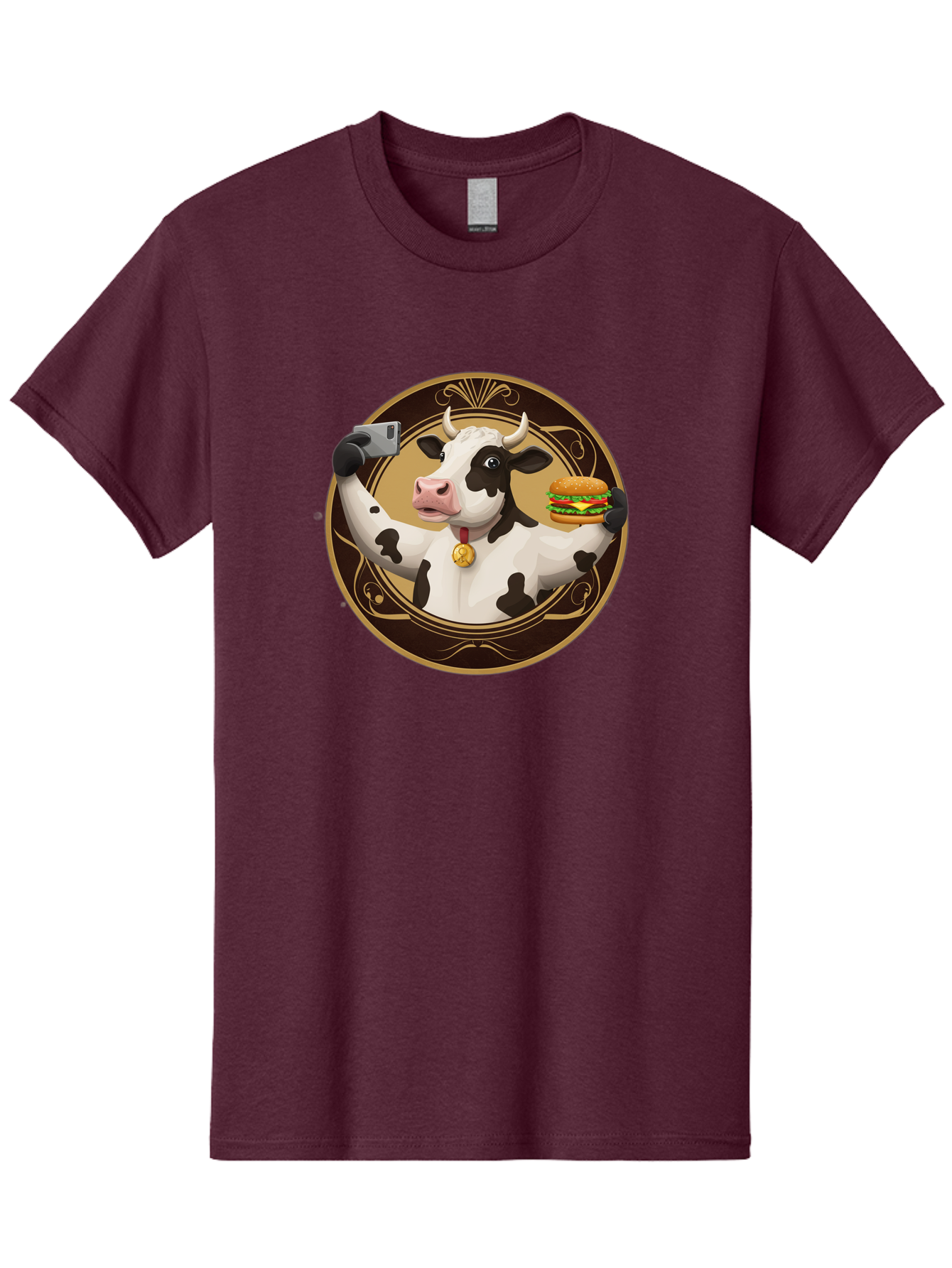 Cow-Selfie-4 Men'S Graphic Tee, 100% Cotton, Comfortable Casual Summer Wear, Machine Washable, Vintage Camera, Old Camera, Antique Camera, Black Camera, Classic Photography, Photography Equipment, Nostalgic Device, Film Camera, Camera Art Bah805