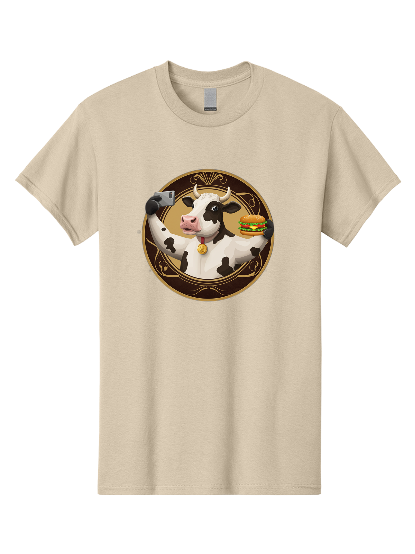 Cow-Selfie-4 Men'S Graphic Tee, 100% Cotton, Comfortable Casual Summer Wear, Machine Washable, Vintage Camera, Old Camera, Antique Camera, Black Camera, Classic Photography, Photography Equipment, Nostalgic Device, Film Camera, Camera Art Bah805