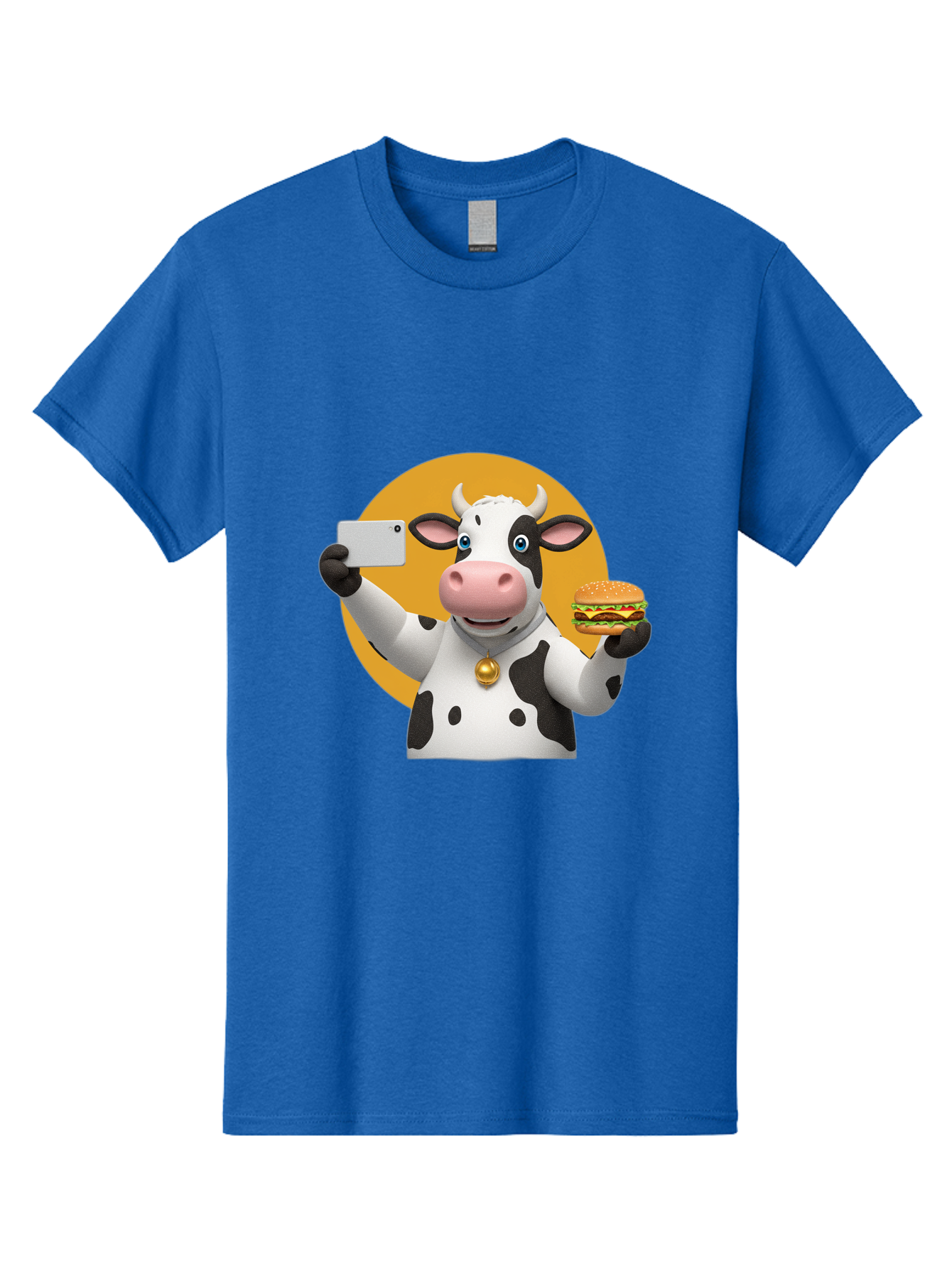 Cow-Selfie-Burger-1 Men'S Graphic Tee, 100% Cotton, Comfortable Casual Summer Wear, Machine Washable, Vintage Camera, Old Camera, Antique Camera, Black Camera, Classic Photography, Photography Equipment, Nostalgic Device, Film Camera, Bah806