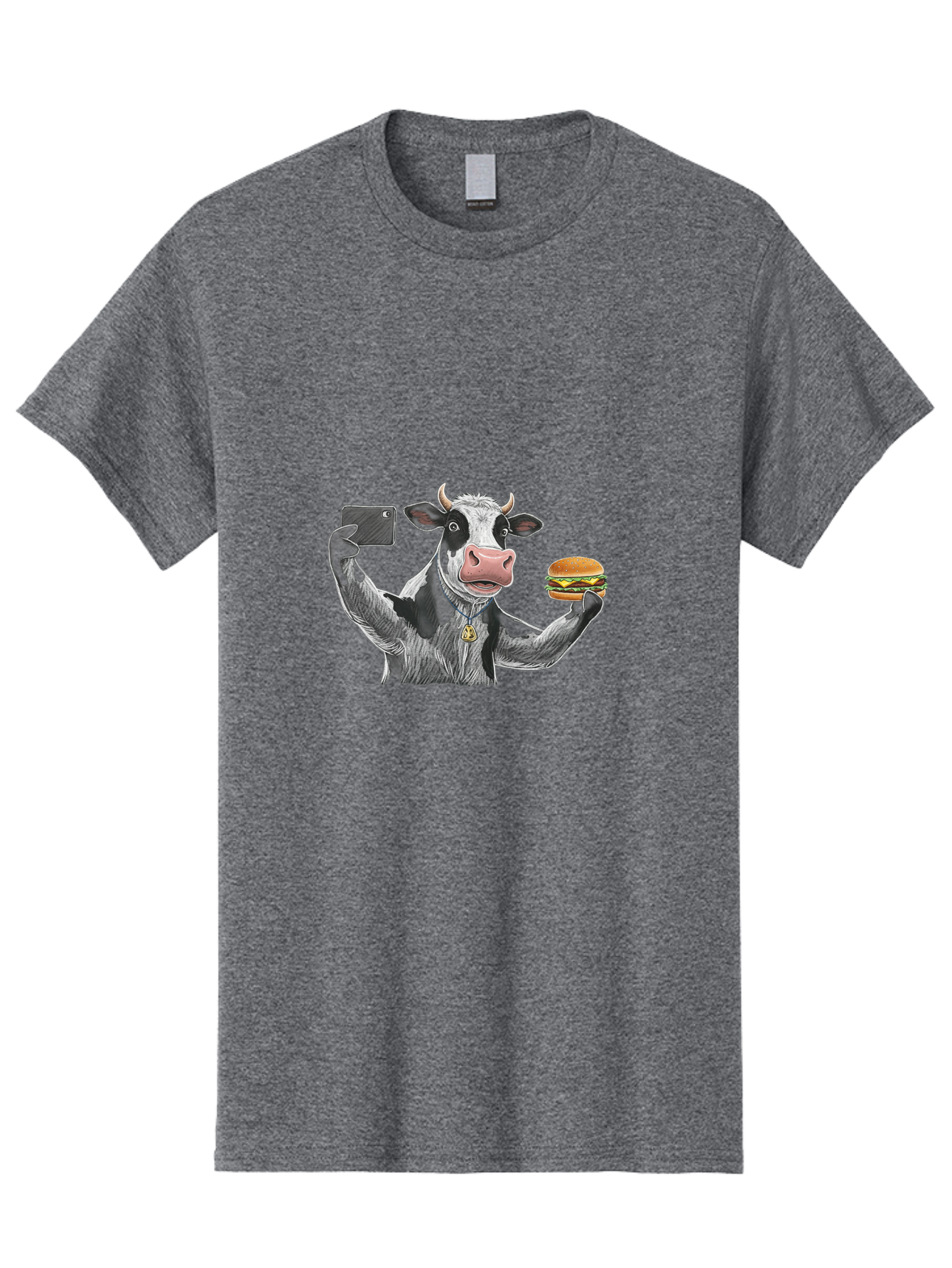 Cow-Selfie-Burger-2 Men'S Graphic Tee, 100% Cotton, Comfortable Casual Summer Wear, Machine Washable, Vintage Camera, Old Camera, Antique Camera, Black Camera, Classic Photography, Photography Equipment, Nostalgic Device, Film Camera, Bah807