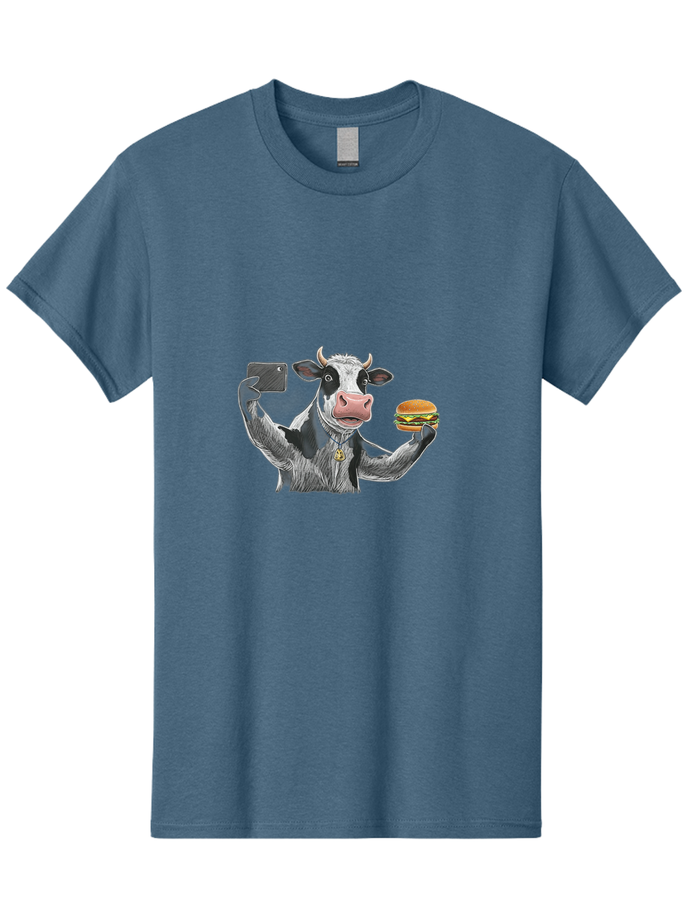 Cow-Selfie-Burger-2 Men'S Graphic Tee, 100% Cotton, Comfortable Casual Summer Wear, Machine Washable, Vintage Camera, Old Camera, Antique Camera, Black Camera, Classic Photography, Photography Equipment, Nostalgic Device, Film Camera, Bah807