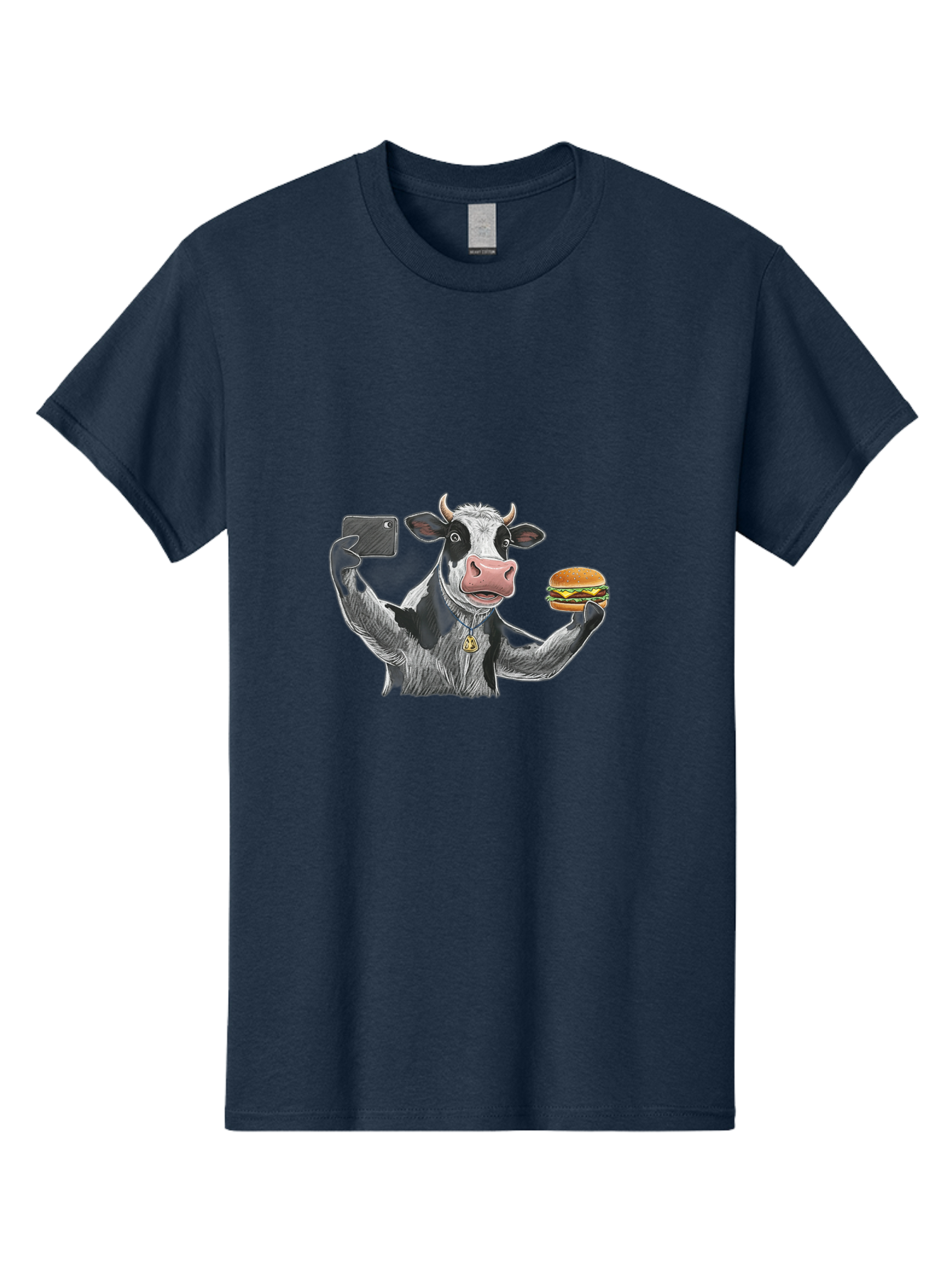 Cow-Selfie-Burger-2 Men'S Graphic Tee, 100% Cotton, Comfortable Casual Summer Wear, Machine Washable, Vintage Camera, Old Camera, Antique Camera, Black Camera, Classic Photography, Photography Equipment, Nostalgic Device, Film Camera, Bah807