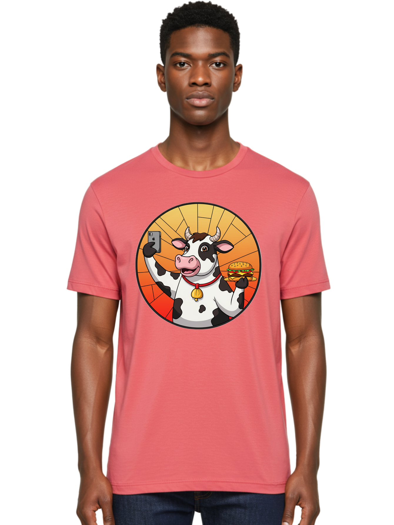 Cow-Selfie-Burger Men'S Graphic Tee, 100% Cotton, Comfortable Casual Summer Wear, Machine Washable, Vintage Camera, Old Camera, Antique Camera, Black Camera, Classic Photography, Photography Equipment, Nostalgic Device, Film Camera, Camera Art Bah808