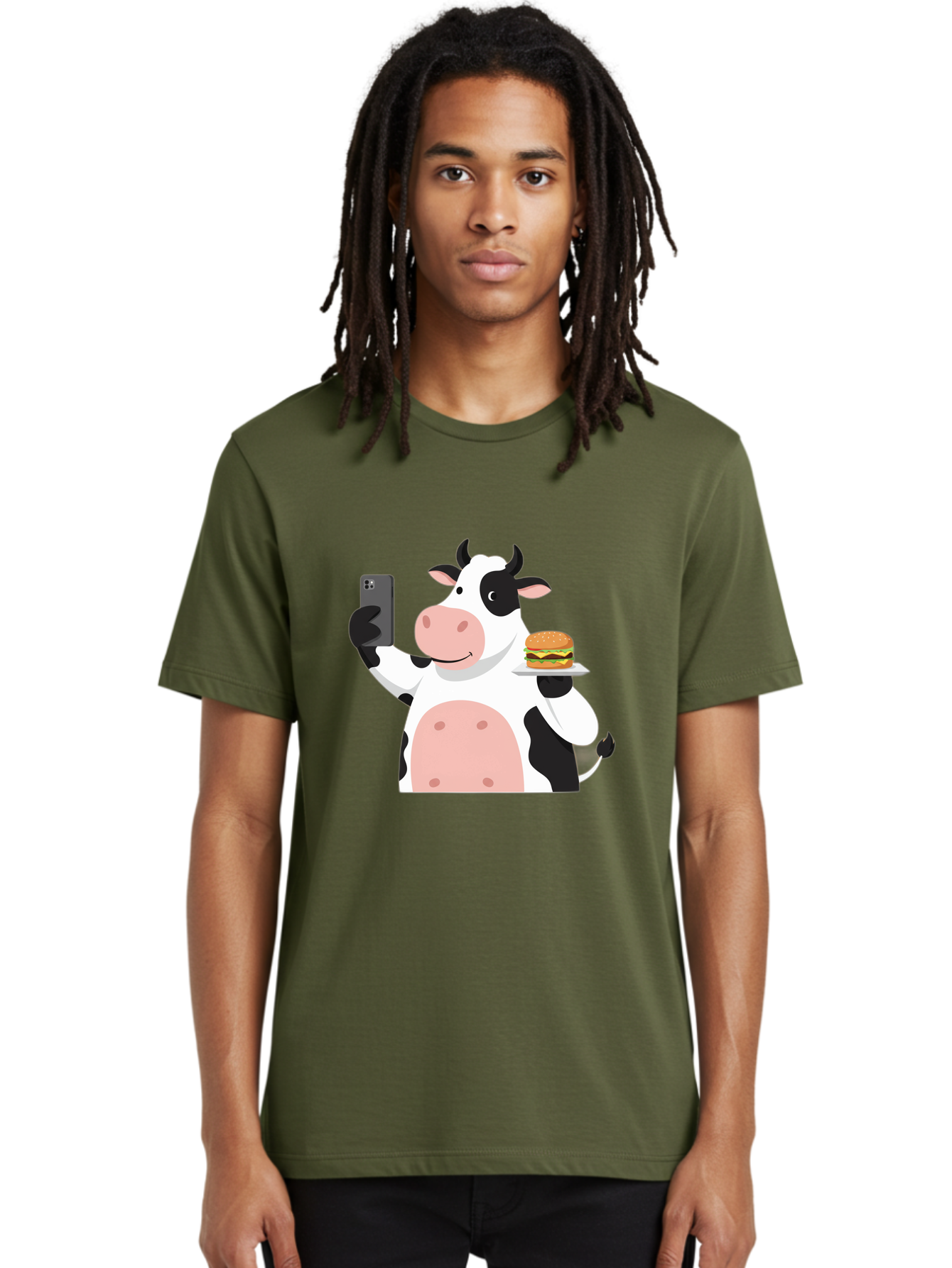 Cow-Serving-Burger Men'S Graphic Tee, 100% Cotton, Comfortable Casual Summer Wear, Machine Washable, Vintage Camera, Old Camera, Antique Camera, Black Camera, Classic Photography, Photography Equipment, Nostalgic Device, Film Camera, Bah810