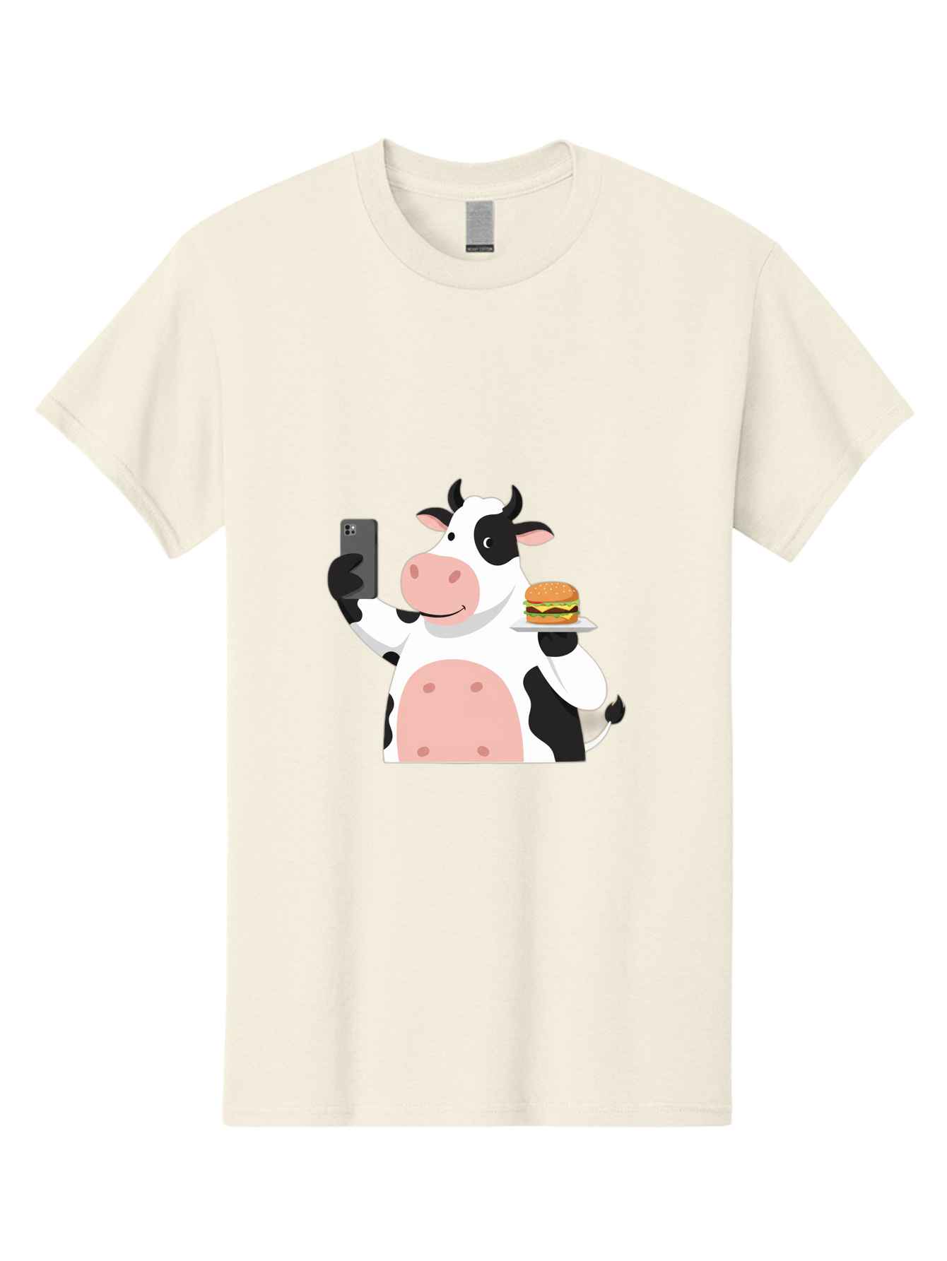 Cow-Serving-Burger Men'S Graphic Tee, 100% Cotton, Comfortable Casual Summer Wear, Machine Washable, Vintage Camera, Old Camera, Antique Camera, Black Camera, Classic Photography, Photography Equipment, Nostalgic Device, Film Camera, Bah810