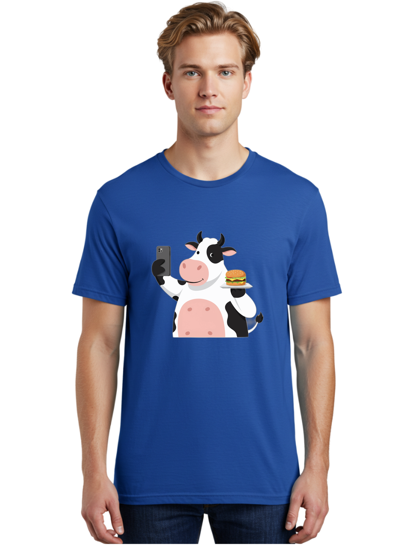 Cow-Serving-Burger Men'S Graphic Tee, 100% Cotton, Comfortable Casual Summer Wear, Machine Washable, Vintage Camera, Old Camera, Antique Camera, Black Camera, Classic Photography, Photography Equipment, Nostalgic Device, Film Camera, Bah810