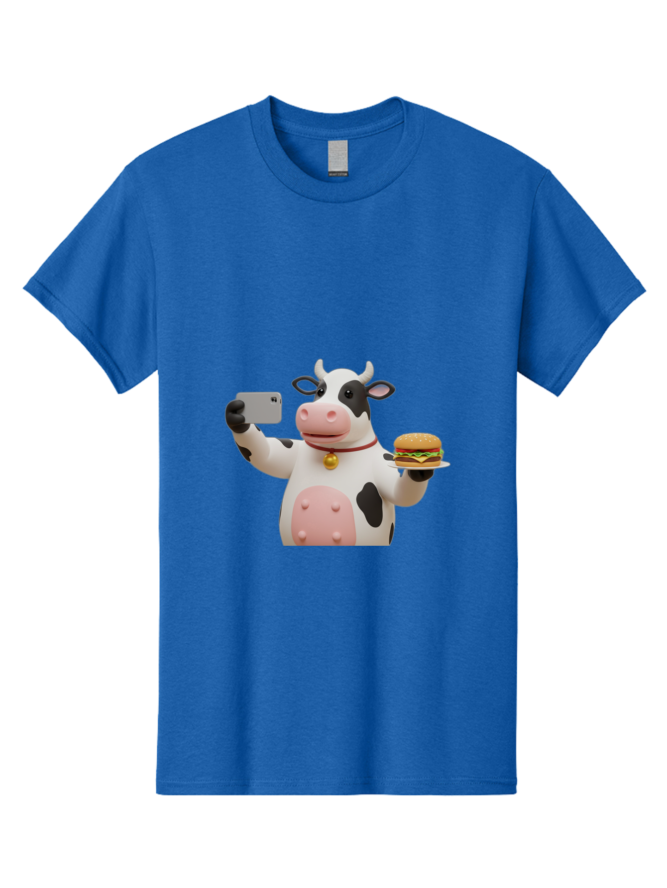 Cow-Taking-Selfie-With-Burger-1 Men'S Graphic Tee, 100% Cotton, Comfortable Casual Summer Wear, Machine Washable, Vintage Camera, Old Camera, Antique Camera, Black Camera, Classic Photography, Photography Equipment, Nostalgic Device, Bah812
