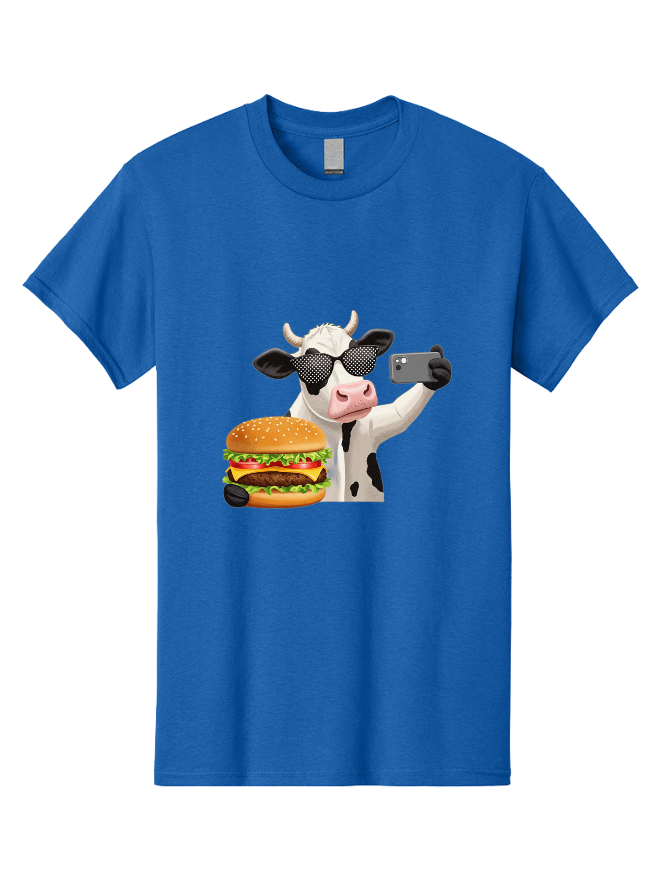 Cow-Taking-Selfie-With-Burger Men'S Graphic Tee, 100% Cotton, Comfortable Casual Summer Wear, Machine Washable, Vintage Camera, Old Camera, Antique Camera, Black Camera, Classic Photography, Photography Equipment, Nostalgic Device, Bah813