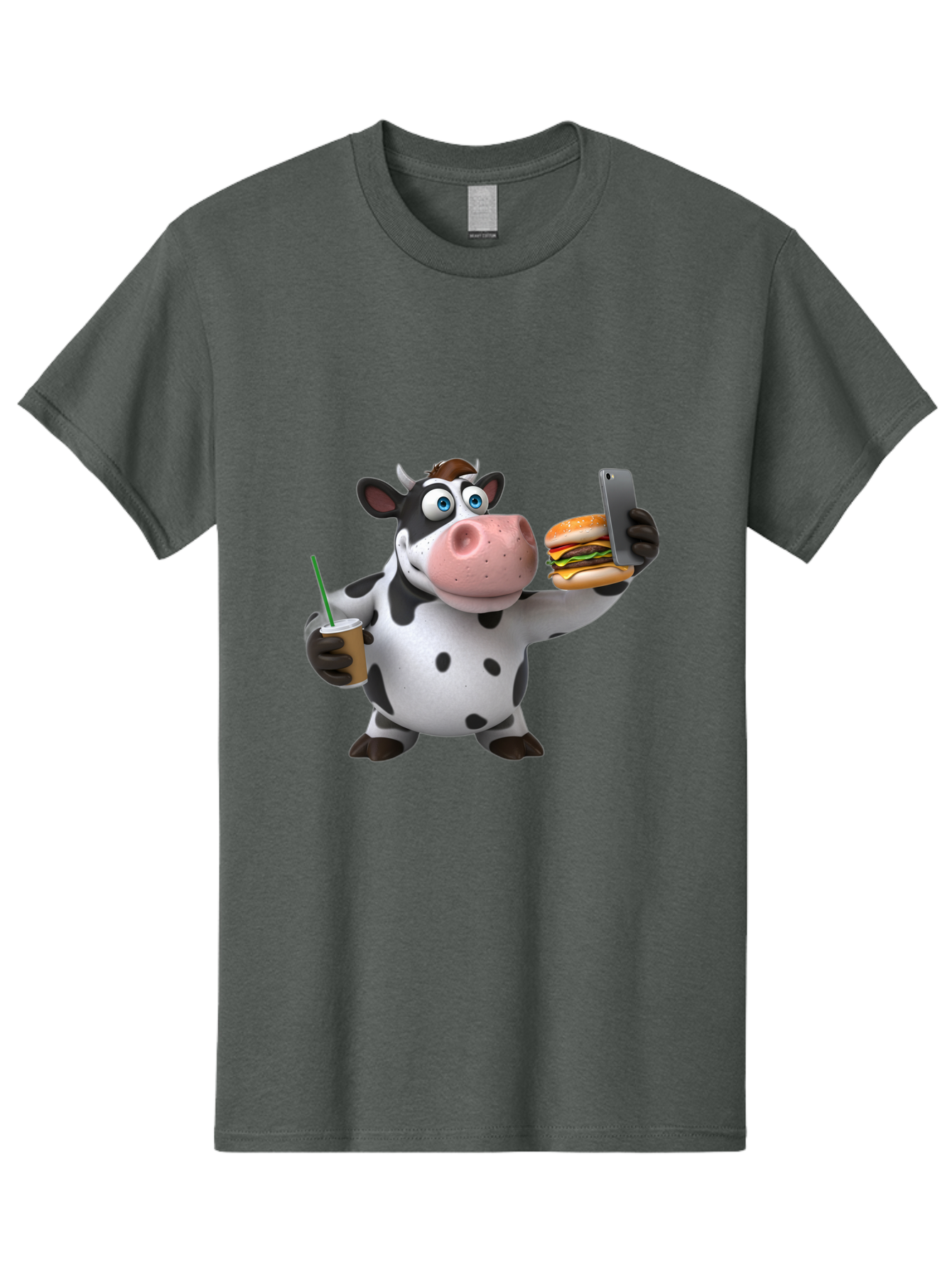 Cow-Taking-Selfie Men'S Graphic Tee, 100% Cotton, Comfortable Casual Summer Wear, Machine Washable, Vintage Camera, Old Camera, Antique Camera, Black Camera, Classic Photography, Photography Equipment, Nostalgic Device, Film Camera, Camera Art Bah814