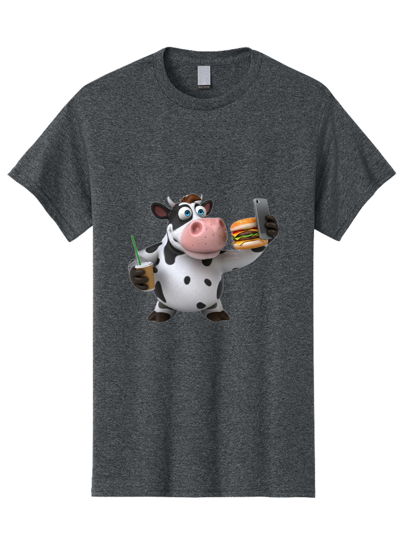 Cow-Taking-Selfie Men'S Graphic Tee, 100% Cotton, Comfortable Casual Summer Wear, Machine Washable, Vintage Camera, Old Camera, Antique Camera, Black Camera, Classic Photography, Photography Equipment, Nostalgic Device, Film Camera, Camera Art Bah814