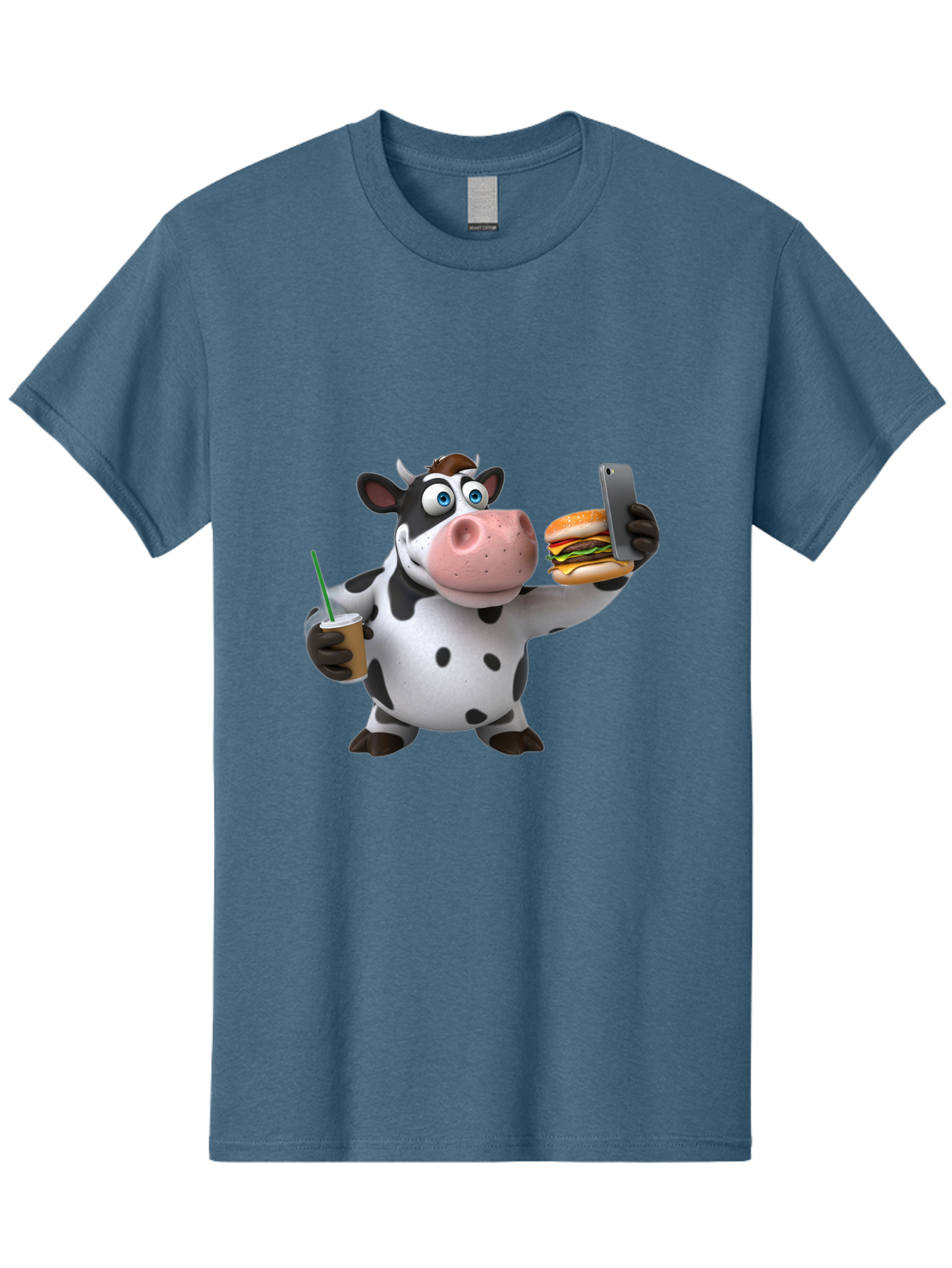 Cow-Taking-Selfie Men'S Graphic Tee, 100% Cotton, Comfortable Casual Summer Wear, Machine Washable, Vintage Camera, Old Camera, Antique Camera, Black Camera, Classic Photography, Photography Equipment, Nostalgic Device, Film Camera, Camera Art Bah814