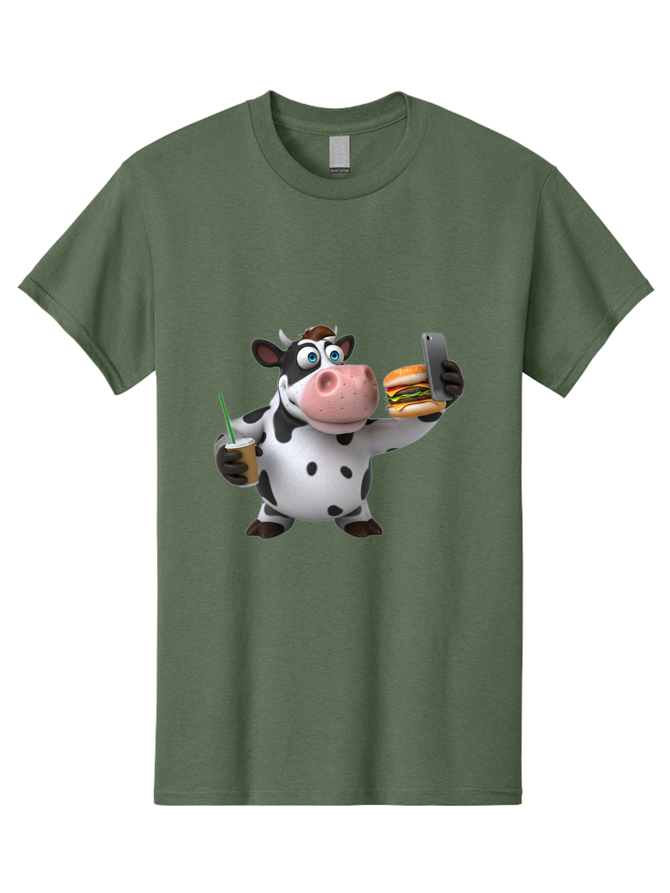 Cow-Taking-Selfie Men'S Graphic Tee, 100% Cotton, Comfortable Casual Summer Wear, Machine Washable, Vintage Camera, Old Camera, Antique Camera, Black Camera, Classic Photography, Photography Equipment, Nostalgic Device, Film Camera, Camera Art Bah814