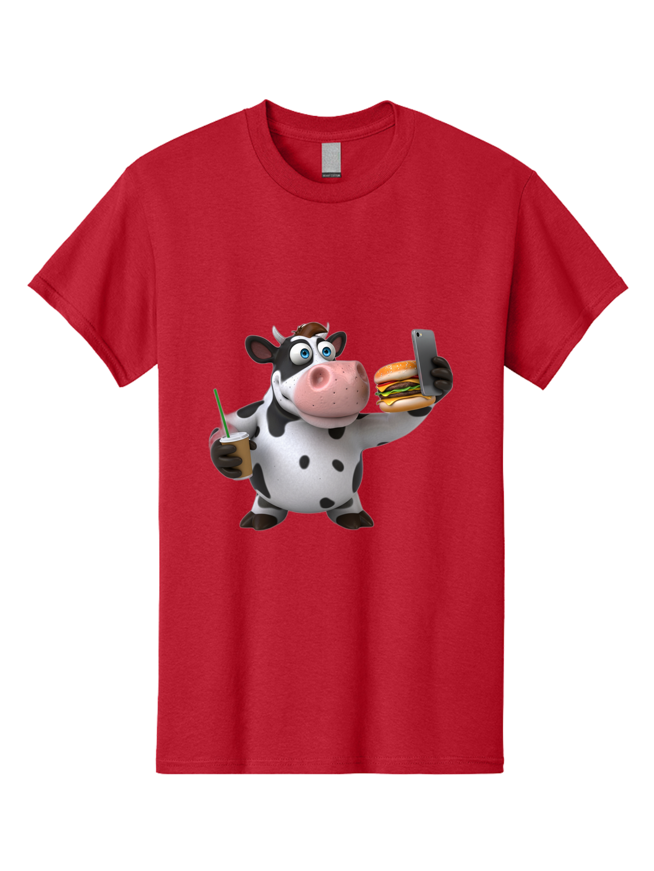 Cow-Taking-Selfie Men'S Graphic Tee, 100% Cotton, Comfortable Casual Summer Wear, Machine Washable, Vintage Camera, Old Camera, Antique Camera, Black Camera, Classic Photography, Photography Equipment, Nostalgic Device, Film Camera, Camera Art Bah814