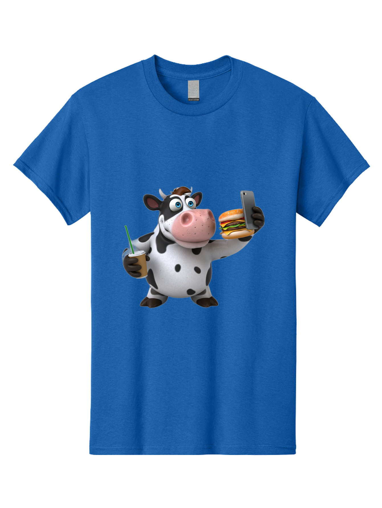 Cow-Taking-Selfie Men'S Graphic Tee, 100% Cotton, Comfortable Casual Summer Wear, Machine Washable, Vintage Camera, Old Camera, Antique Camera, Black Camera, Classic Photography, Photography Equipment, Nostalgic Device, Film Camera, Camera Art Bah814