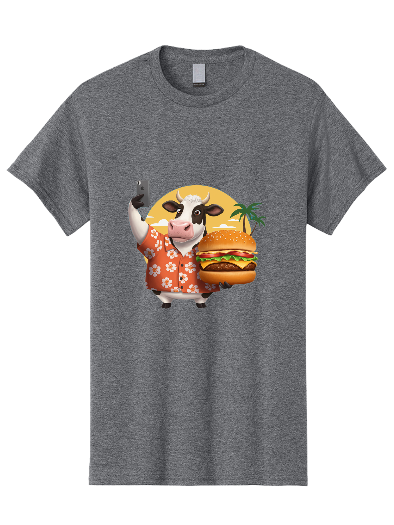 Cow-With-Burger-1 Men'S Graphic Tee, 100% Cotton, Comfortable Casual Summer Wear, Machine Washable, Vintage Camera, Old Camera, Antique Camera, Black Camera, Classic Photography, Photography Equipment, Nostalgic Device, Film Camera, Camera Art Bah817